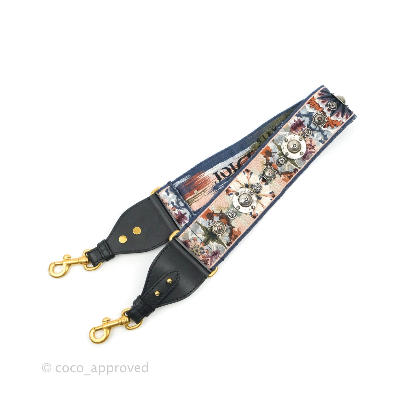 Christian Dior Canvas Embroidered Studded KaleiDiorscopic Shoulder Strap Multicolor