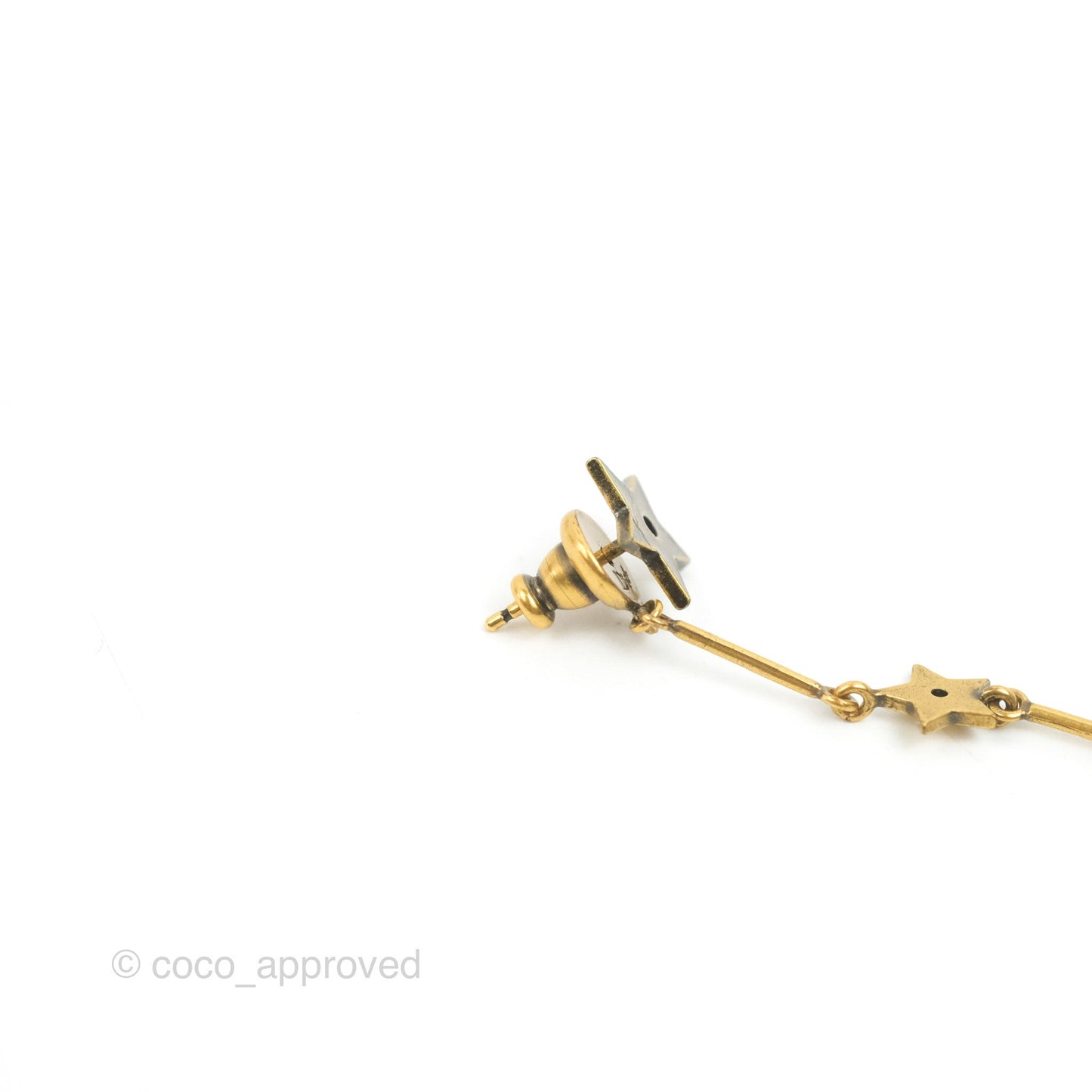 Dior Bee & Star Drop Earrings Aged Gold
