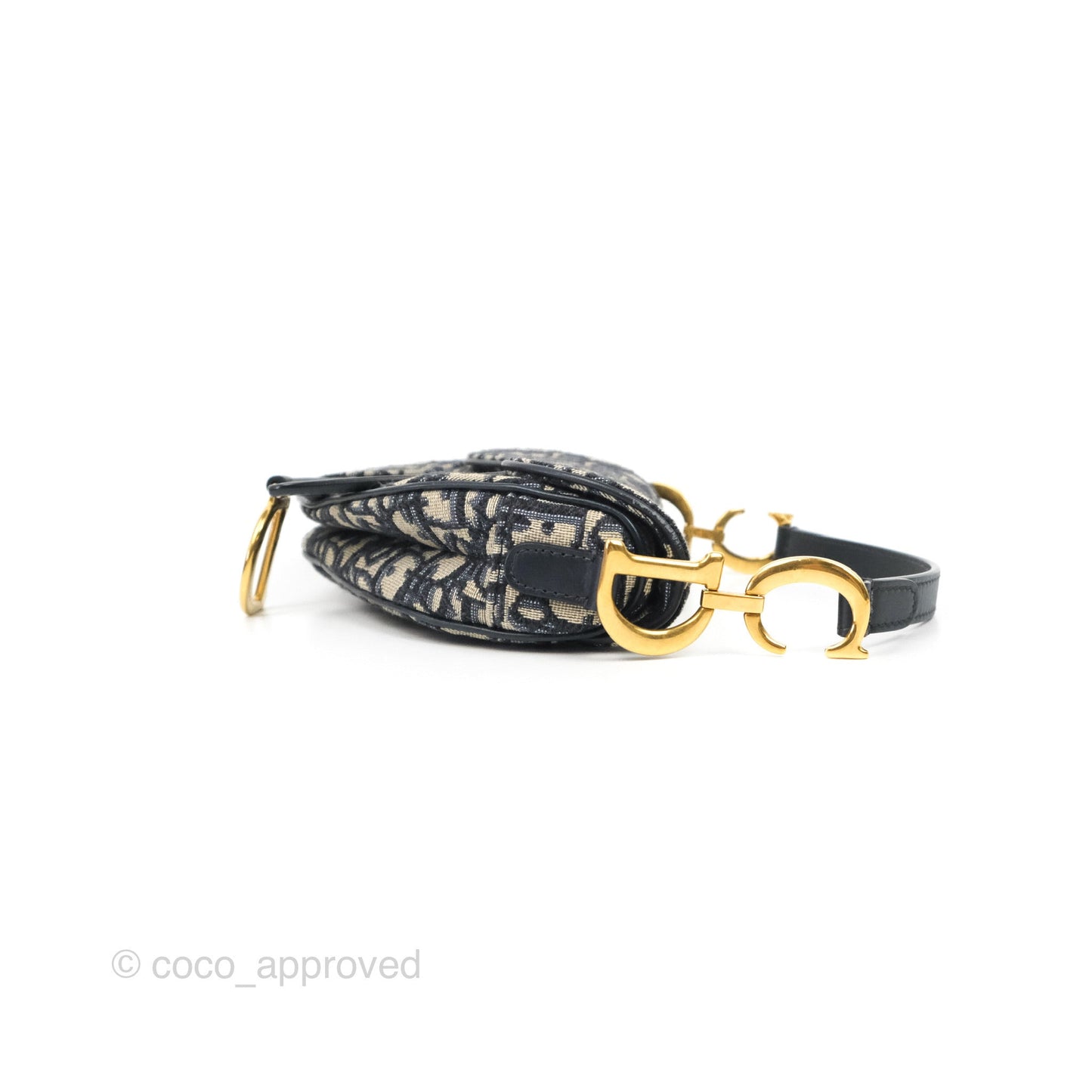 Christian Dior Mini Saddle Bag Blue Oblique Jacquard Gold Hardware