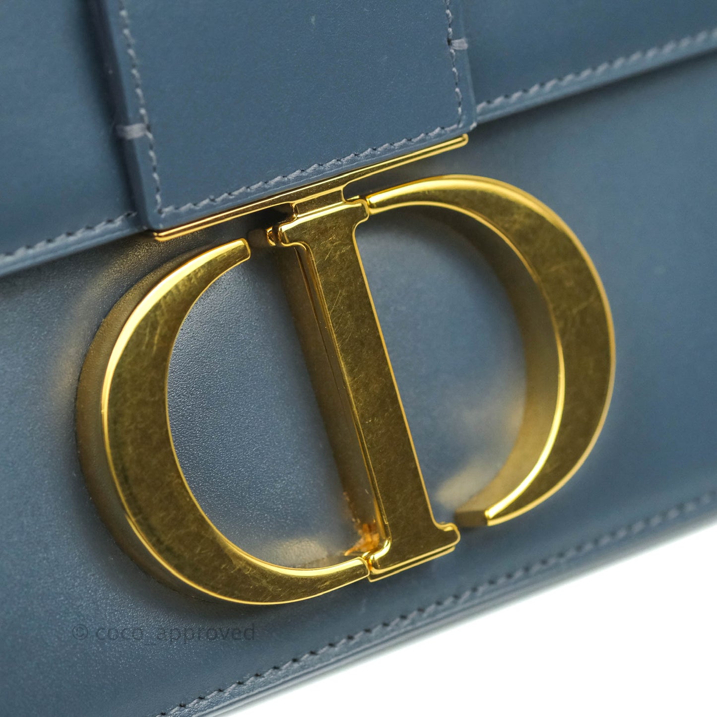 Christian Dior 30 Montaigne Bag Blue Calfskin Gold Hardware