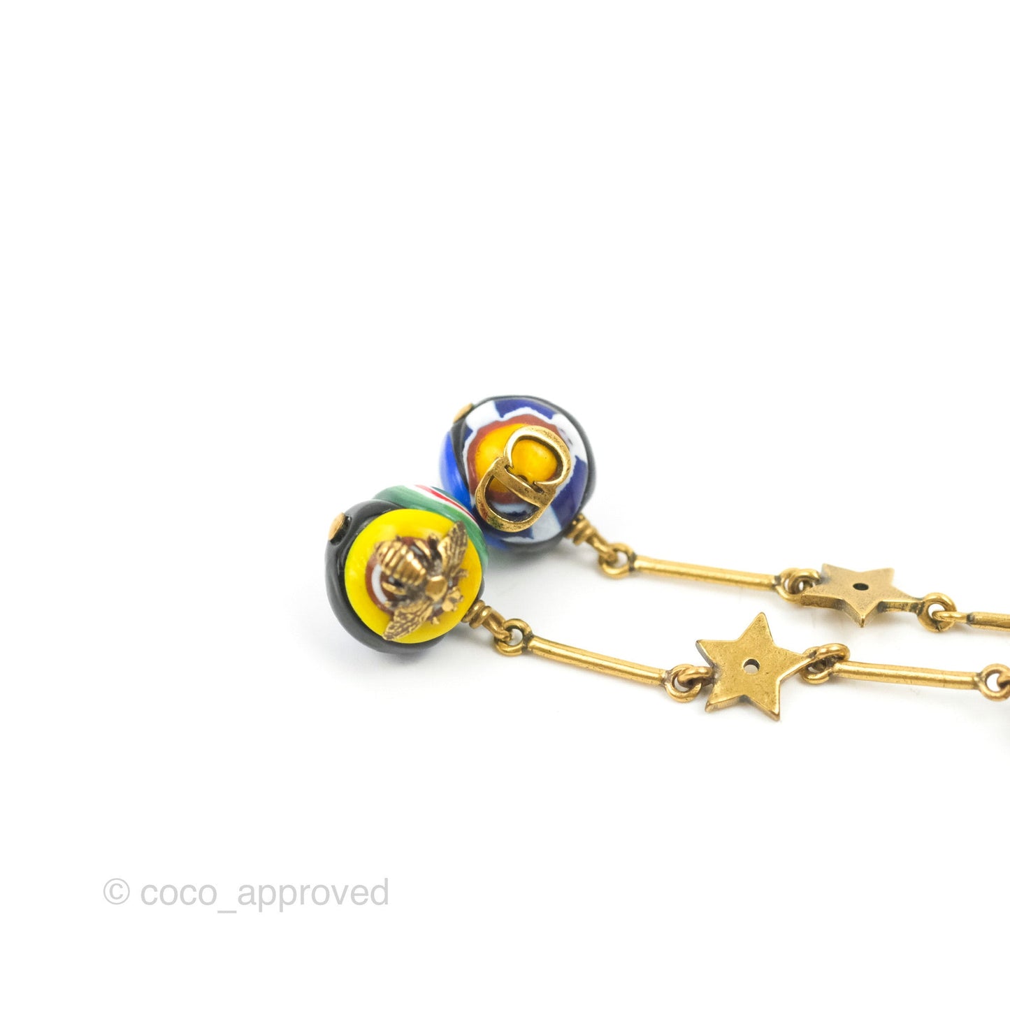 Dior Bee & Star Drop Earrings Aged Gold