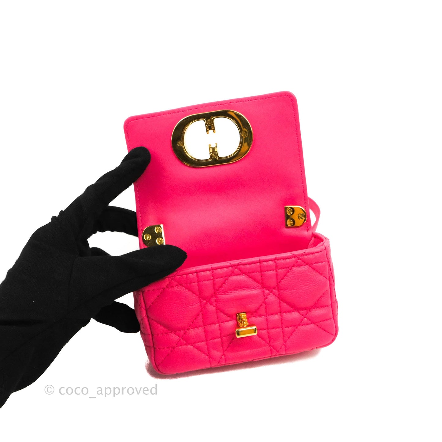 Christian Dior Micro Caro Bag Pink Gold Hardware