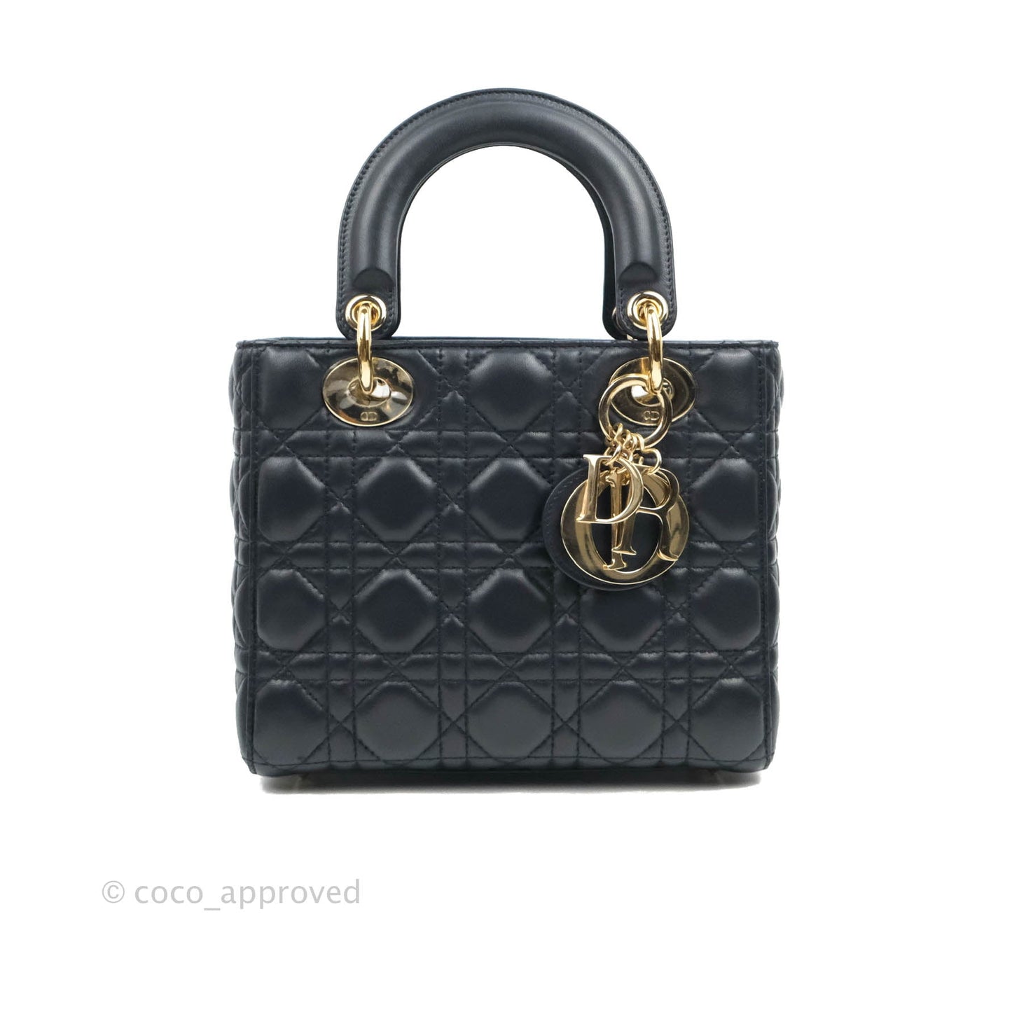 Christian Dior My ABCDior Lady Dior Navy Lambskin Gold Hardware with Twilly