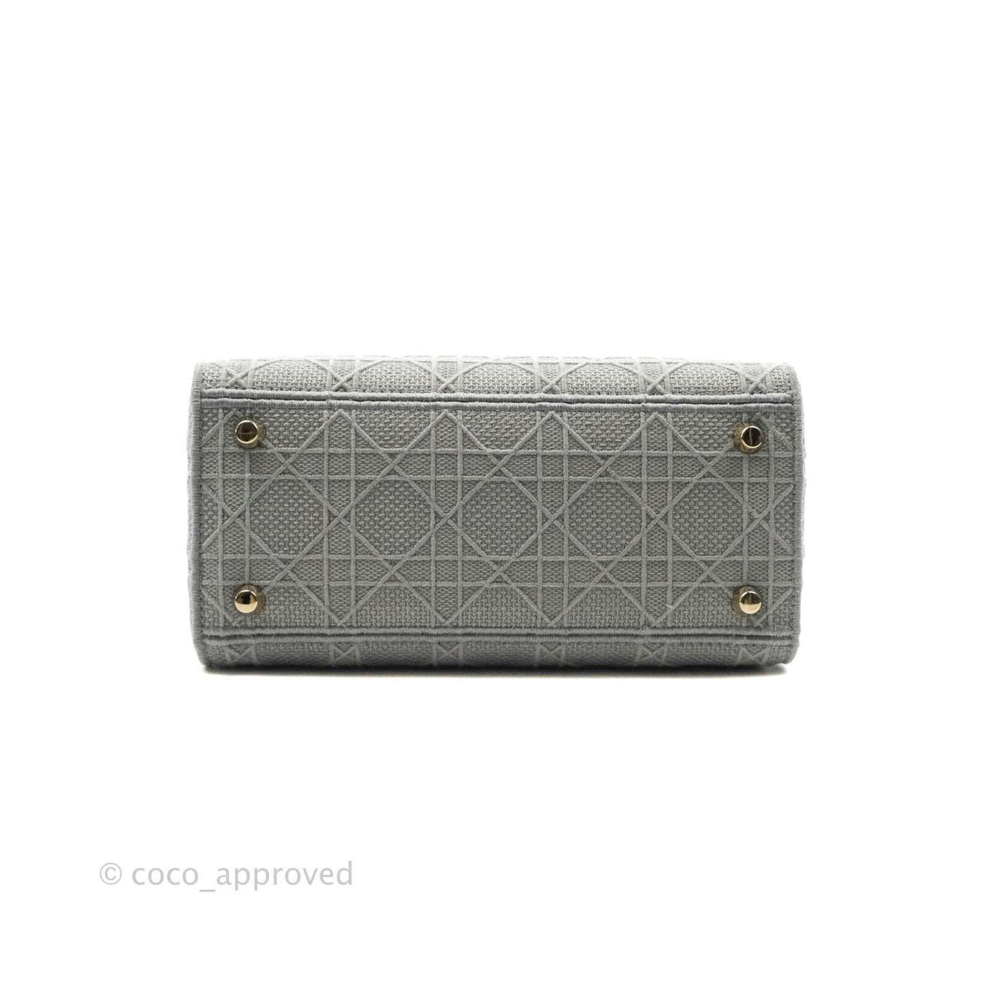 Christian Dior Medium Lady D-Lite Bag Gray Cannage Embroidery Gold Hardware