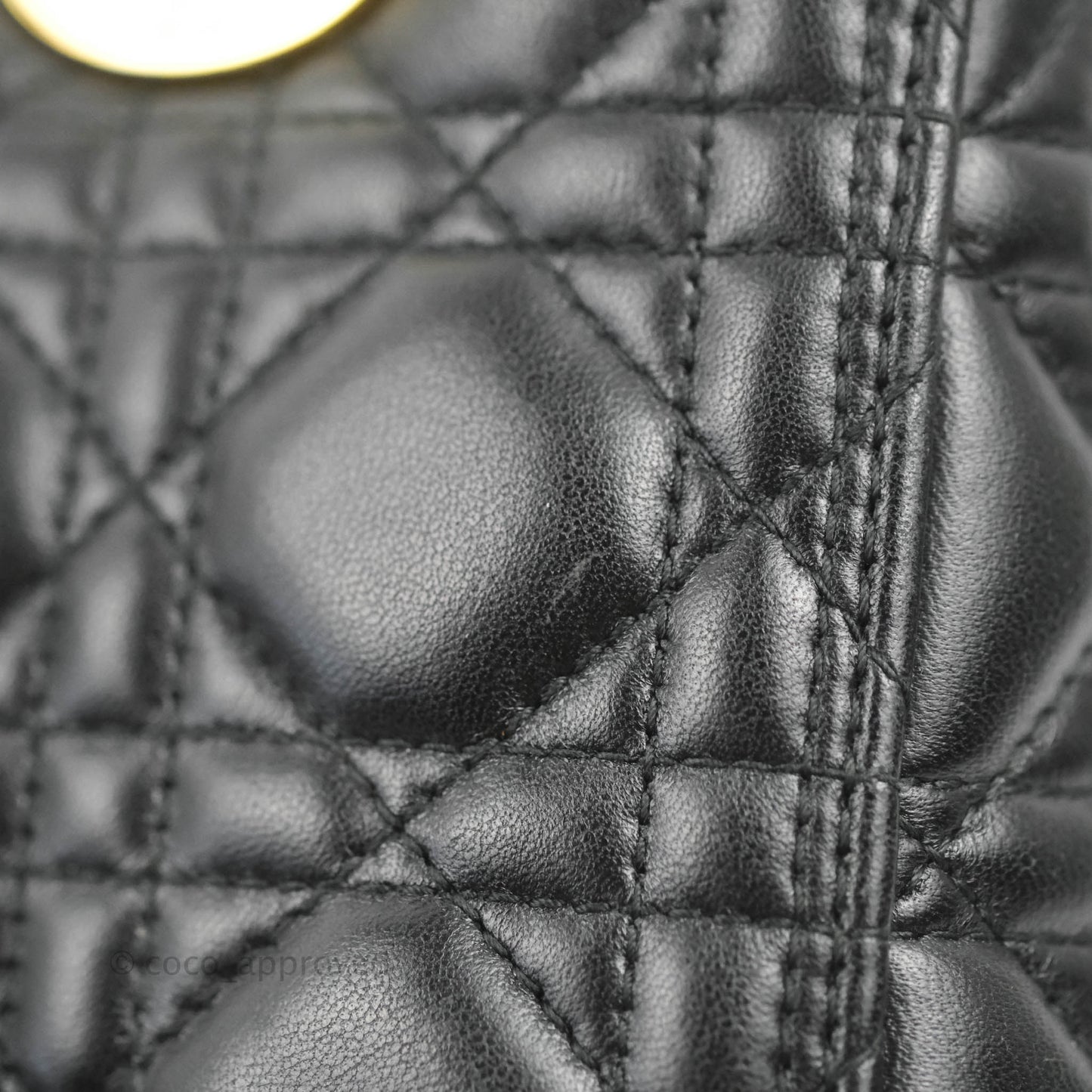 Christian Dior Medium Lady Dior Black Lambskin Gold Hardware