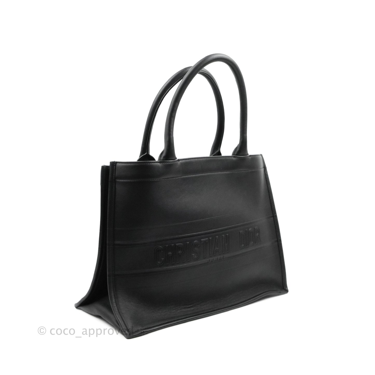 Christian Dior Medium Embossed Book Tote Black Calfskin