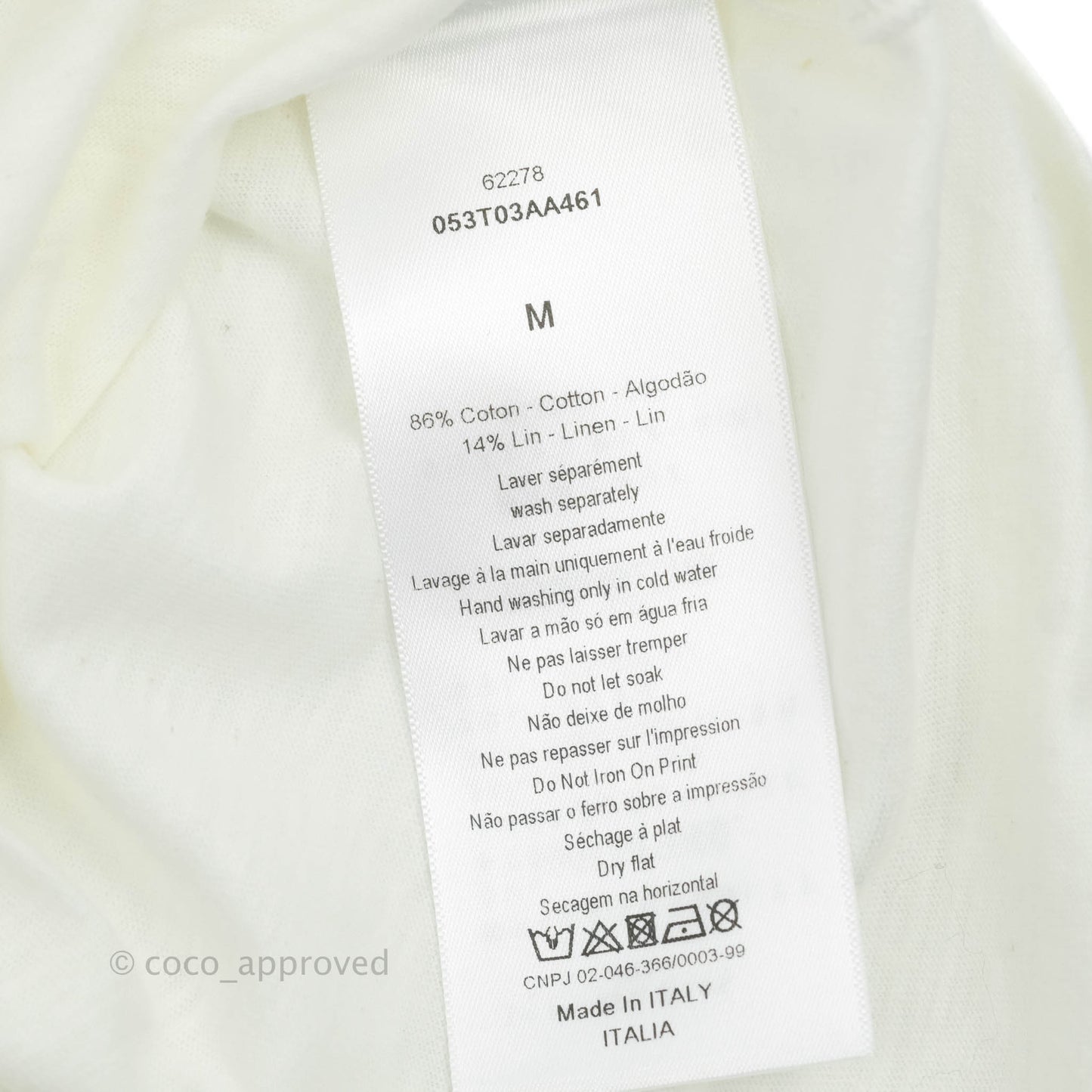 Dior Love T-shirt Off White Cotton and Linen Size M