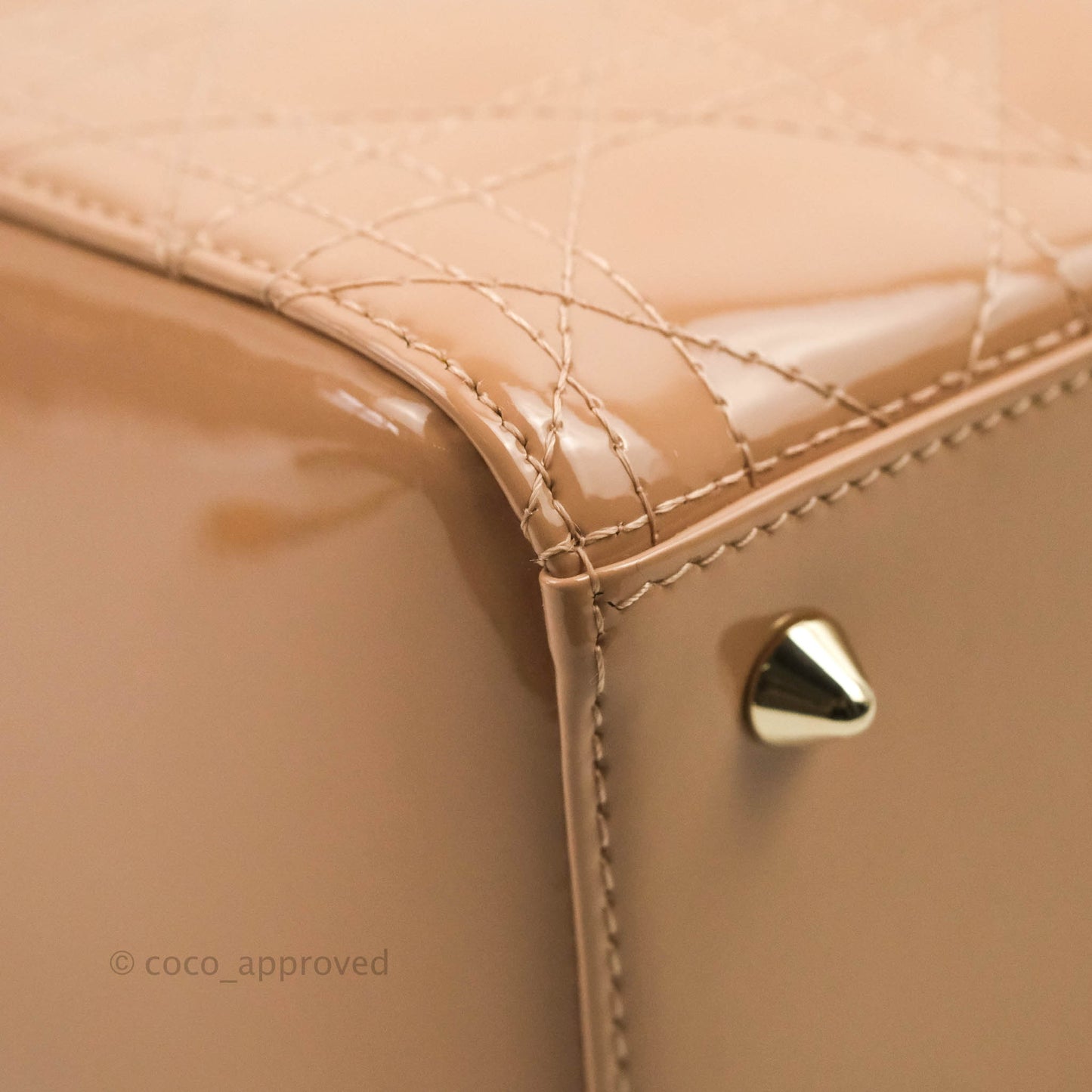 Christian Dior Medium Lady Dior Blush Patent Gold Hardware