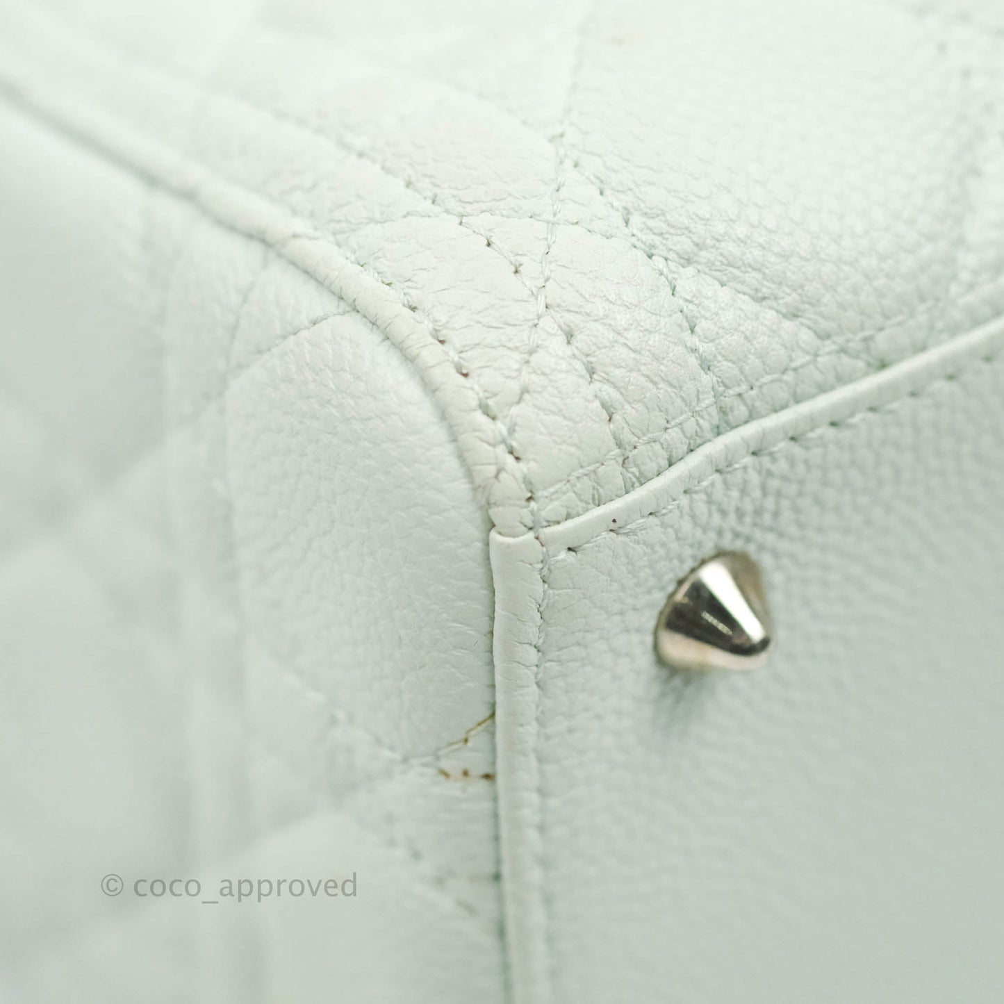 Christian Dior Medium Lady Dior Light Mint Grained Leather Silver Hardware