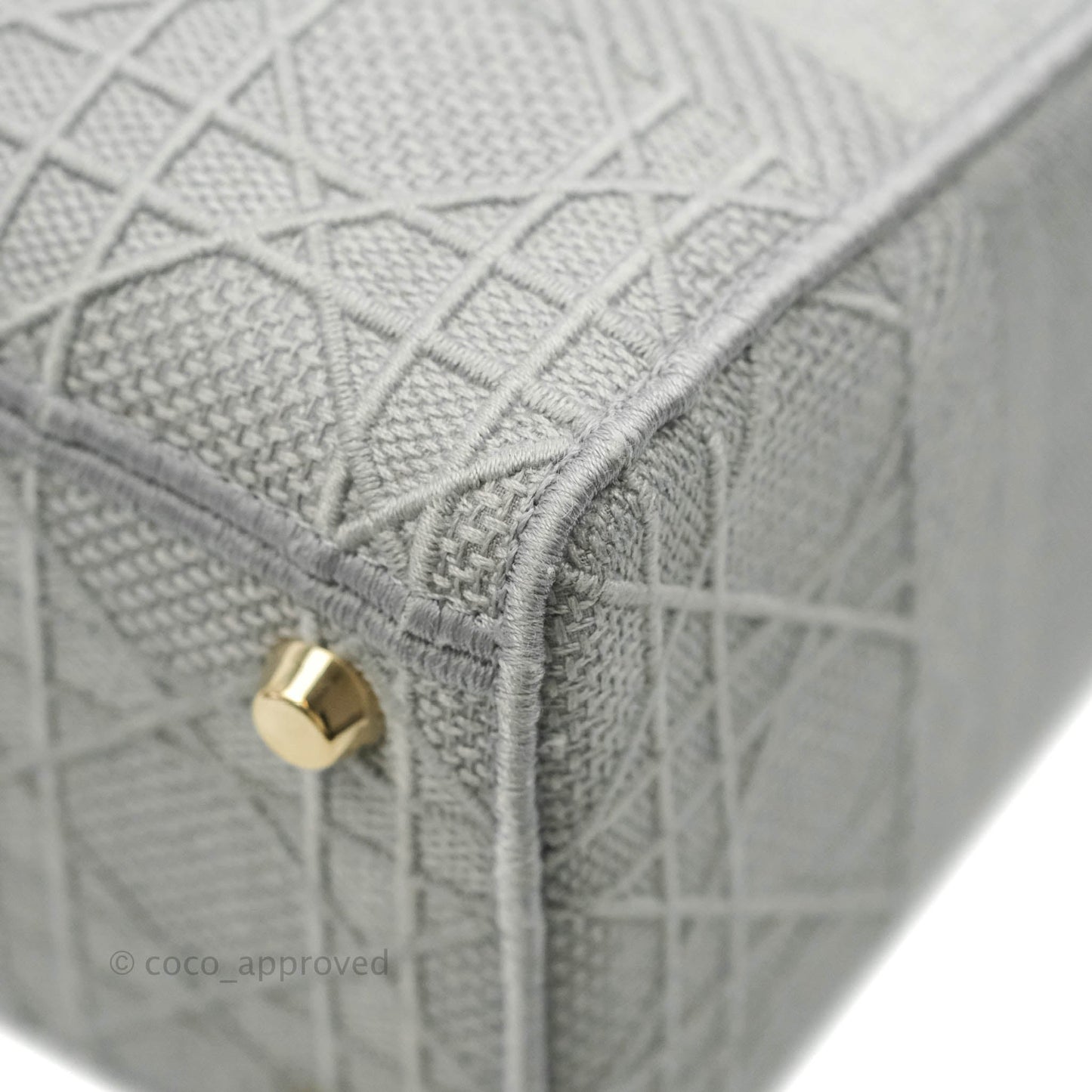 Christian Dior Medium Lady D-Lite Bag Gray Cannage Embroidery Gold Hardware