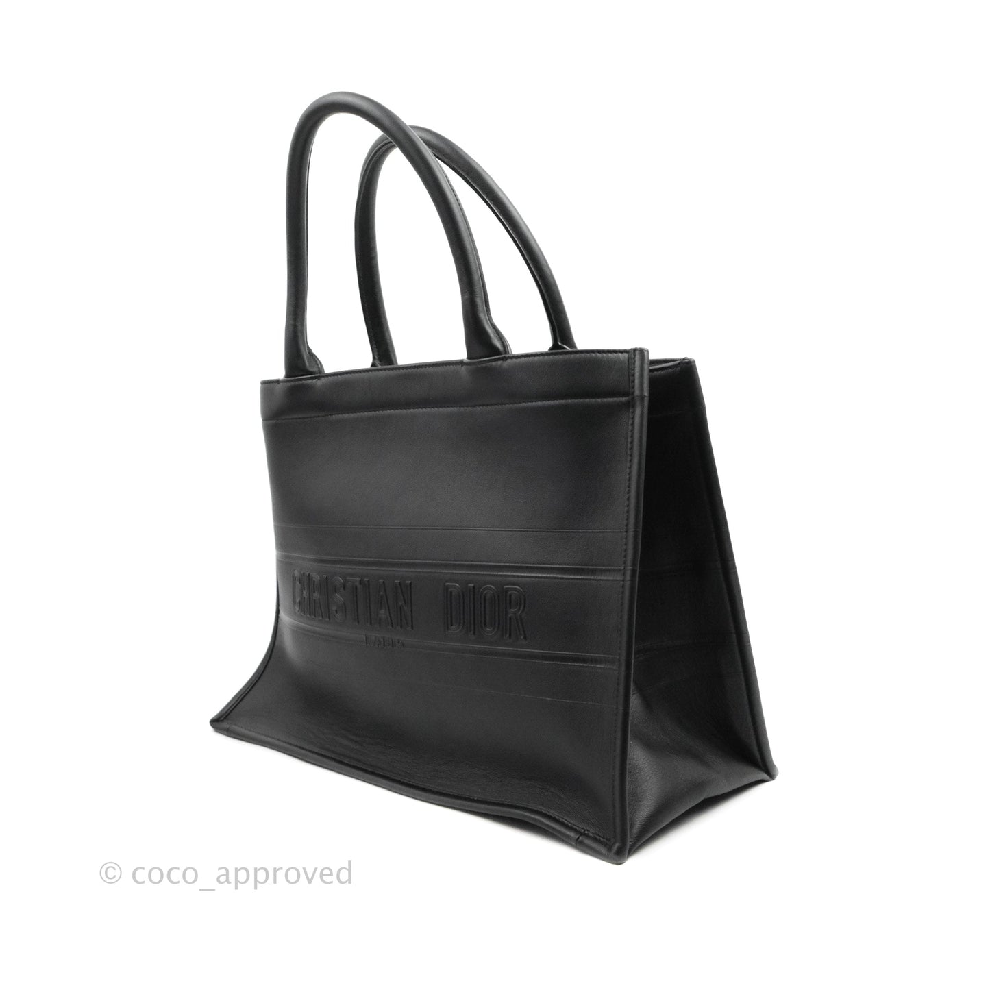 Christian Dior Medium Embossed Book Tote Black Calfskin