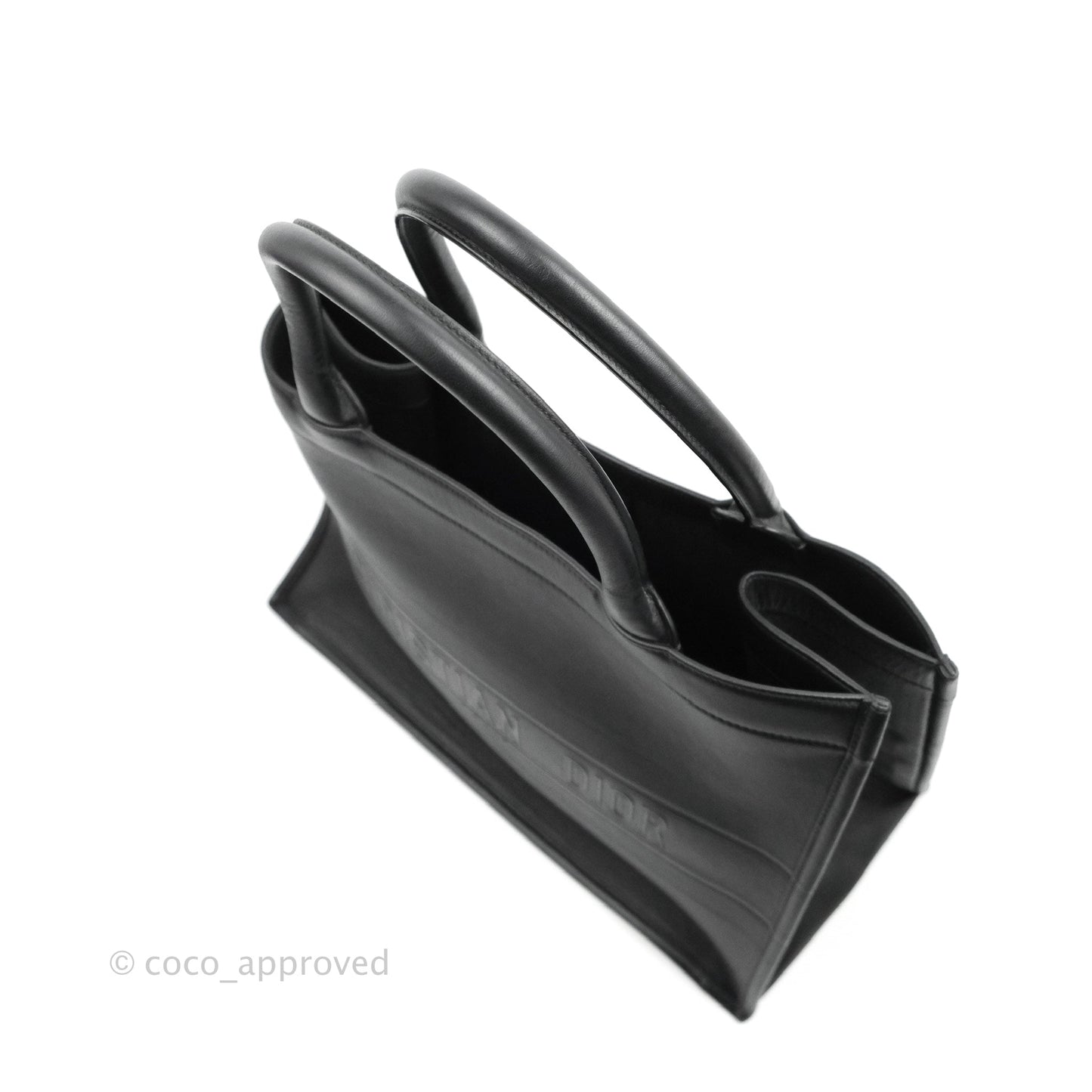 Christian Dior Medium Embossed Book Tote Black Calfskin