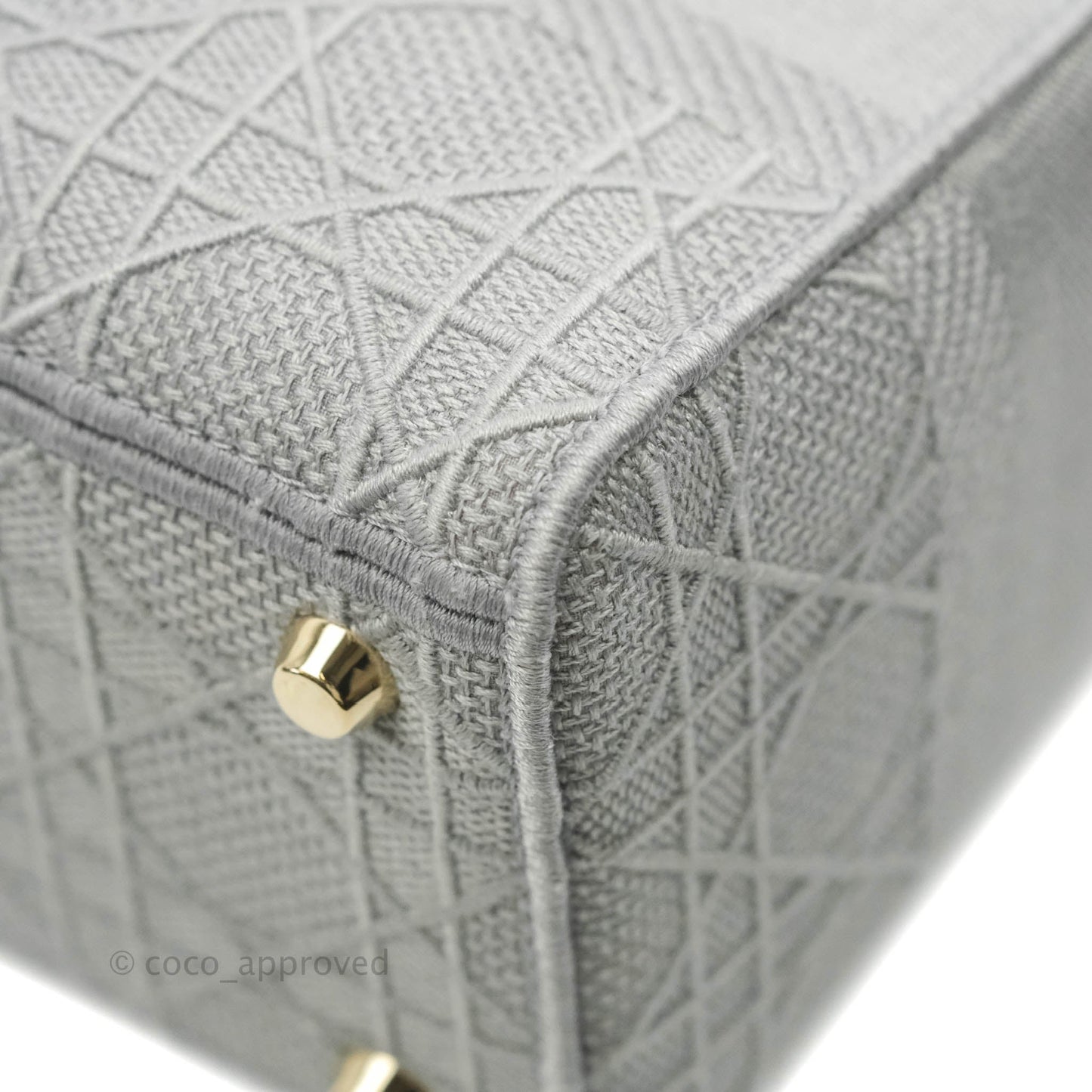 Christian Dior Medium Lady D-Lite Bag Gray Cannage Embroidery Gold Hardware