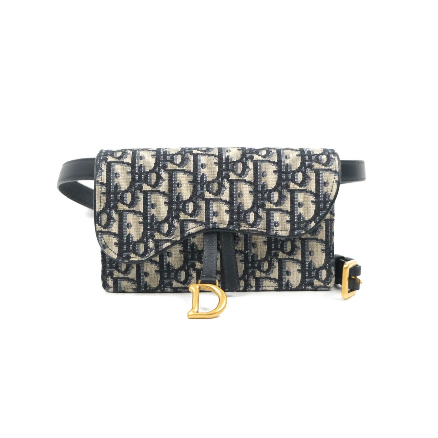 Christian Dior Blue Dior Oblique Jacquard Saddle Belt Pouch
