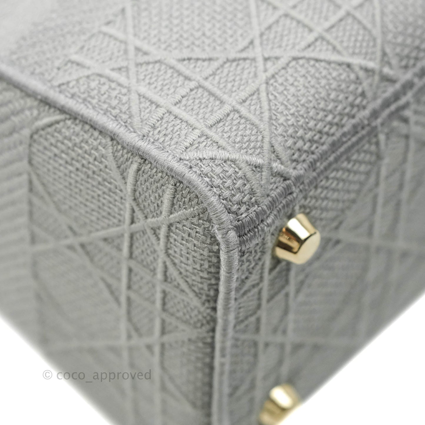 Christian Dior Medium Lady D-Lite Bag Gray Cannage Embroidery Gold Hardware