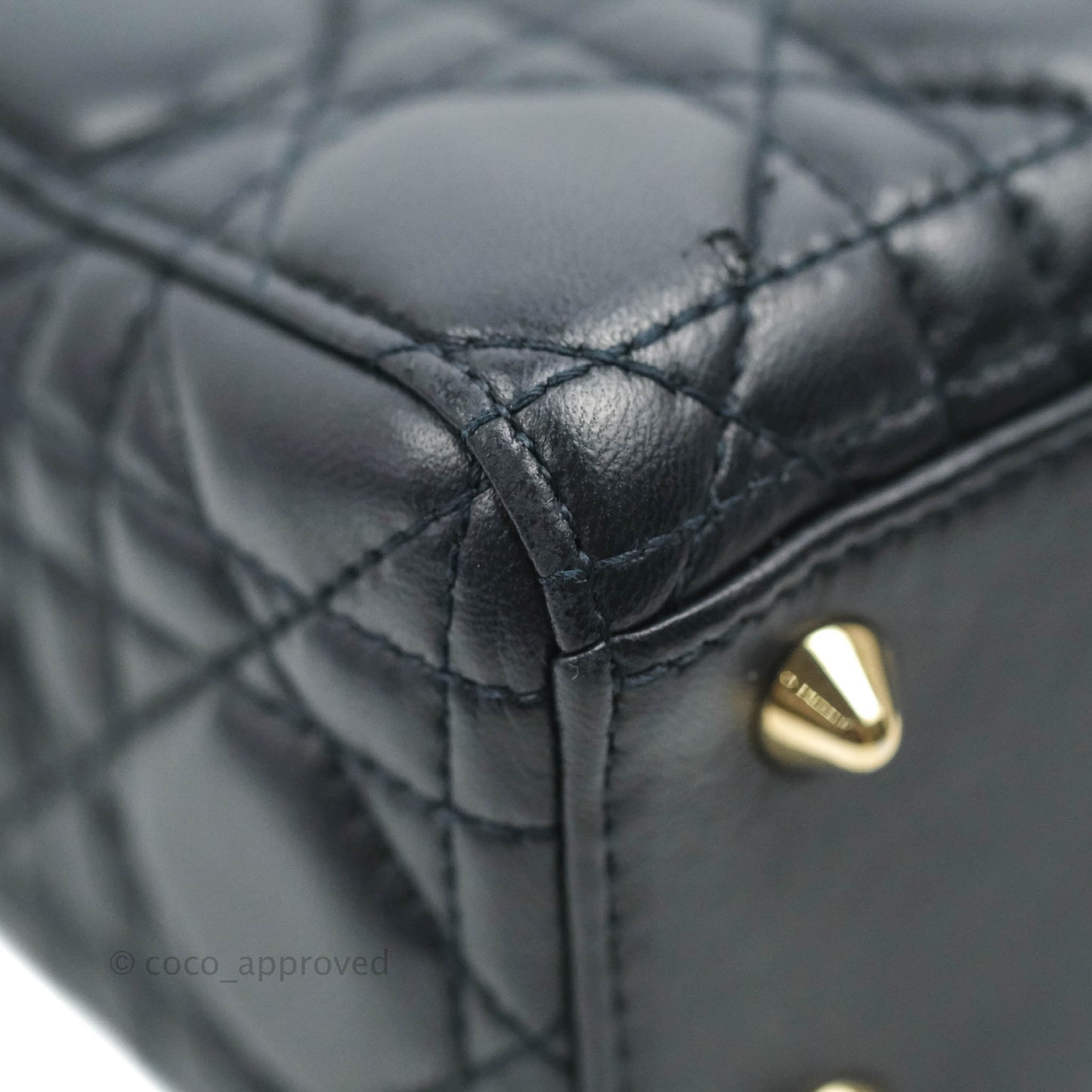 Christian Dior My ABCDior Lady Dior Navy Lambskin Gold Hardware with Twilly