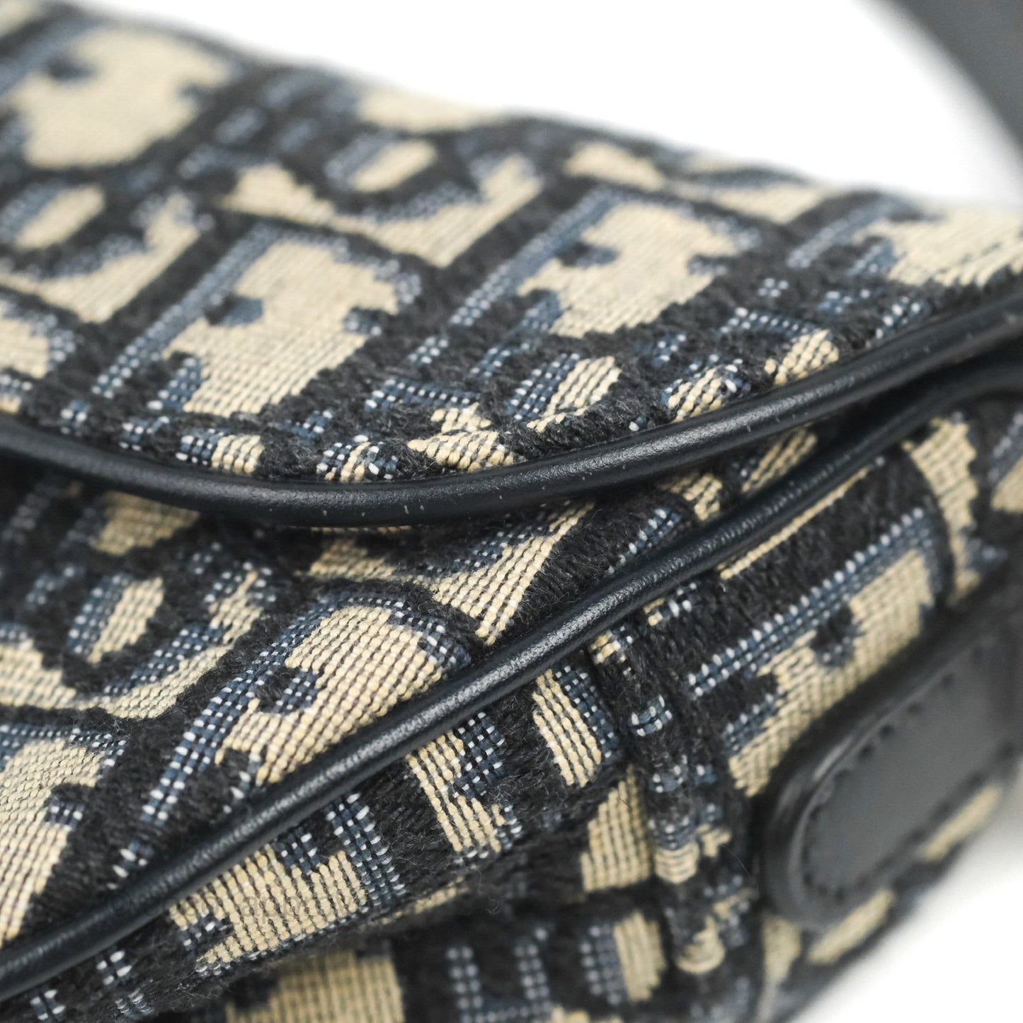 Christian Dior Mini Saddle Bag Blue Oblique Jacquard Gold Hardware