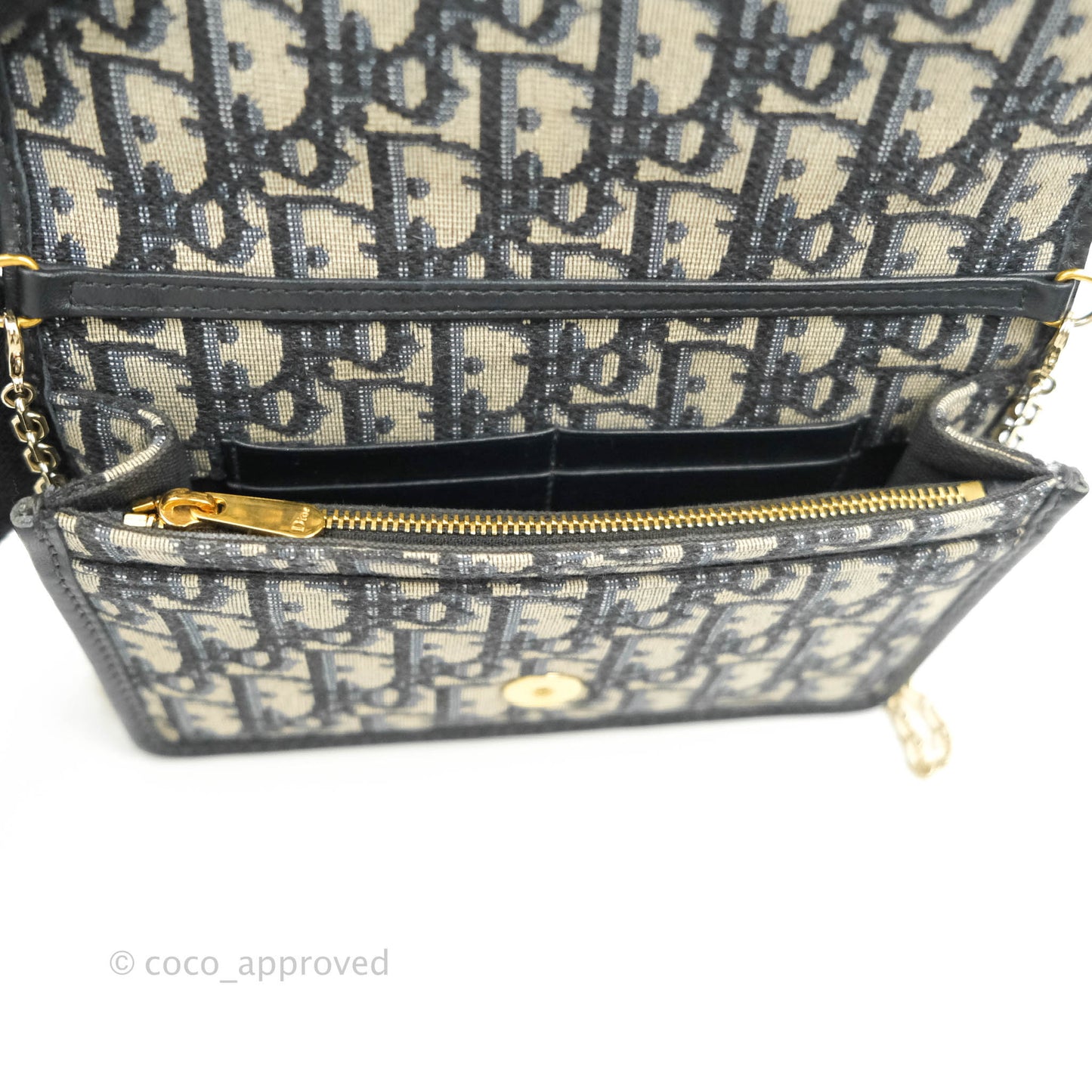 Christian Dior 30 Montaigne Blue Oblique Jacquard 2-in-1 Pouch