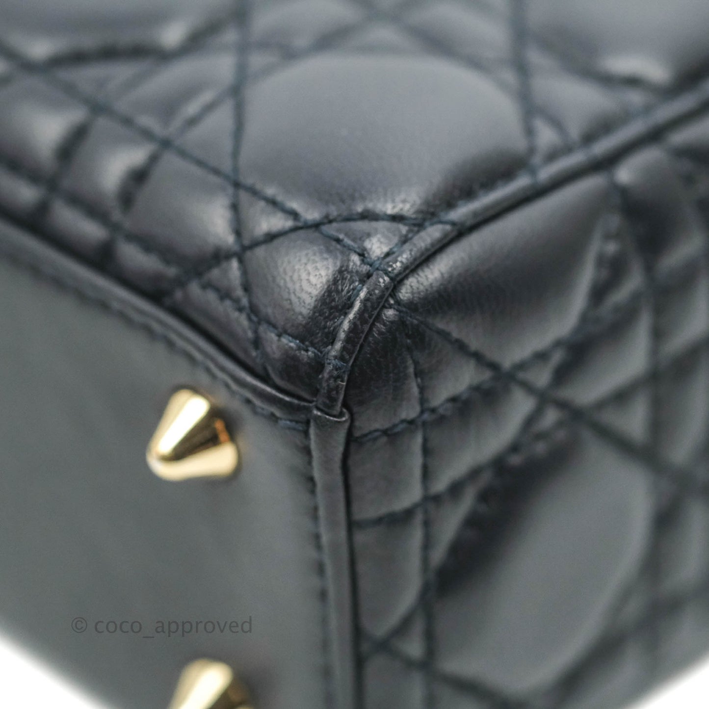 Christian Dior My ABCDior Lady Dior Navy Lambskin Gold Hardware with Twilly