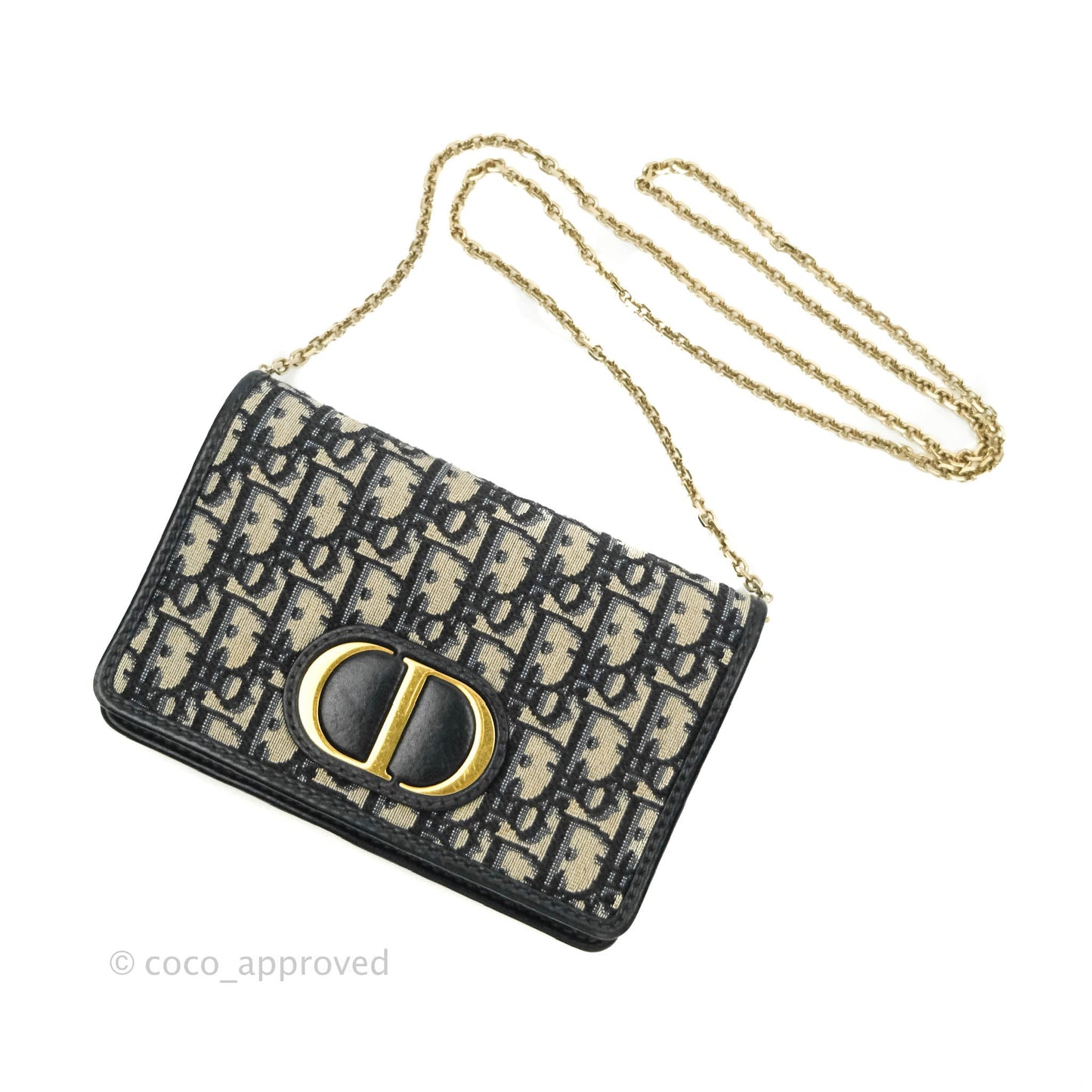 Christian Dior 30 Montaigne Blue Oblique Jacquard 2-in-1 Pouch