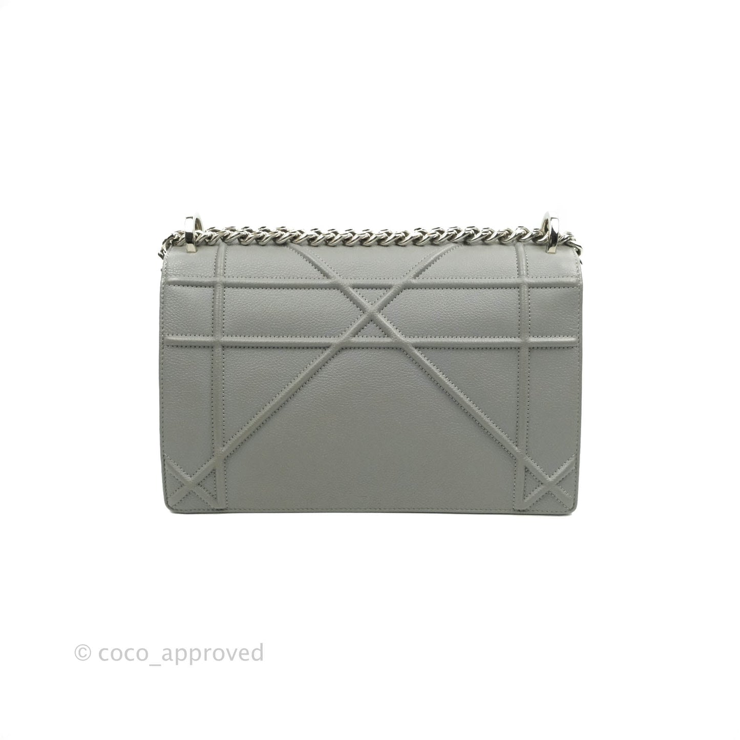 Christian Dior Medium Diorama Calfskin Flap Bag Grey Silver Hardware