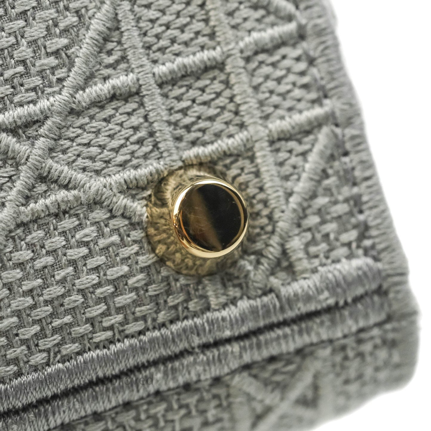Christian Dior Medium Lady D-Lite Bag Gray Cannage Embroidery Gold Hardware