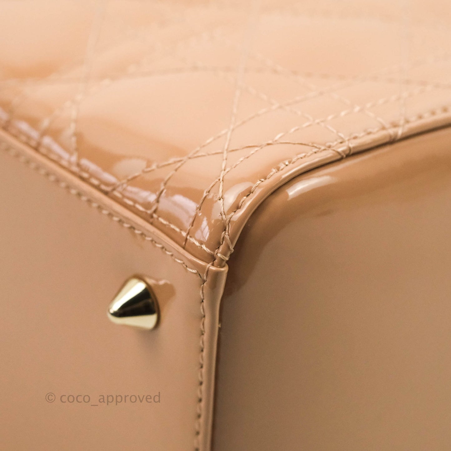 Christian Dior Medium Lady Dior Blush Patent Gold Hardware