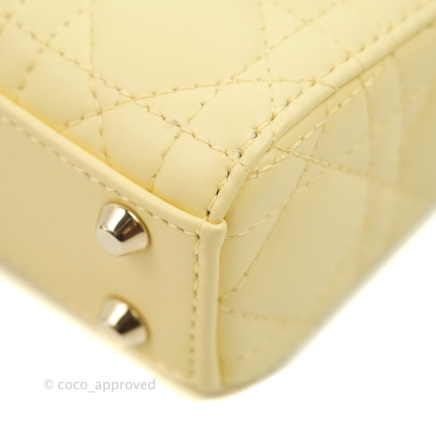 Christian Dior Micro Lady Dior Cannage Pale Yellow Lambskin Gold Hardware