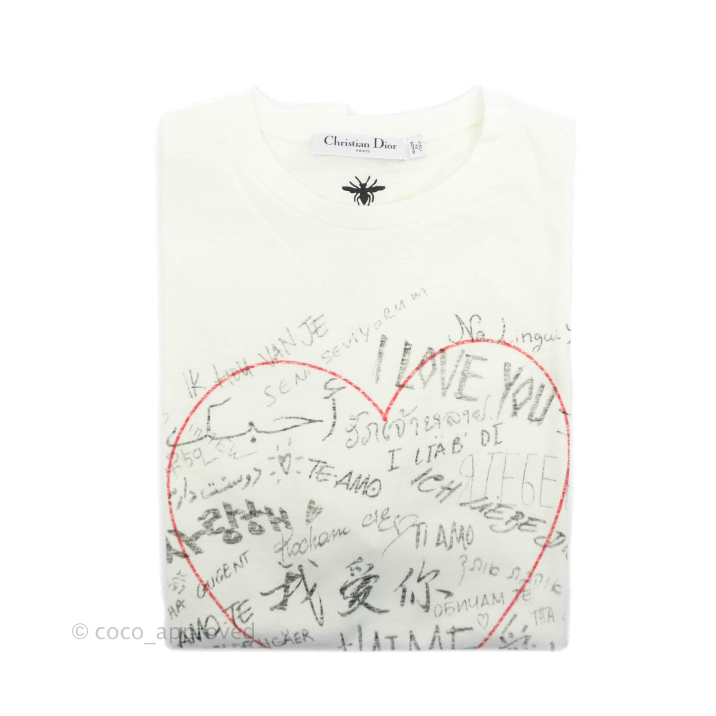 Dior Love T-shirt Off White Cotton and Linen Size M