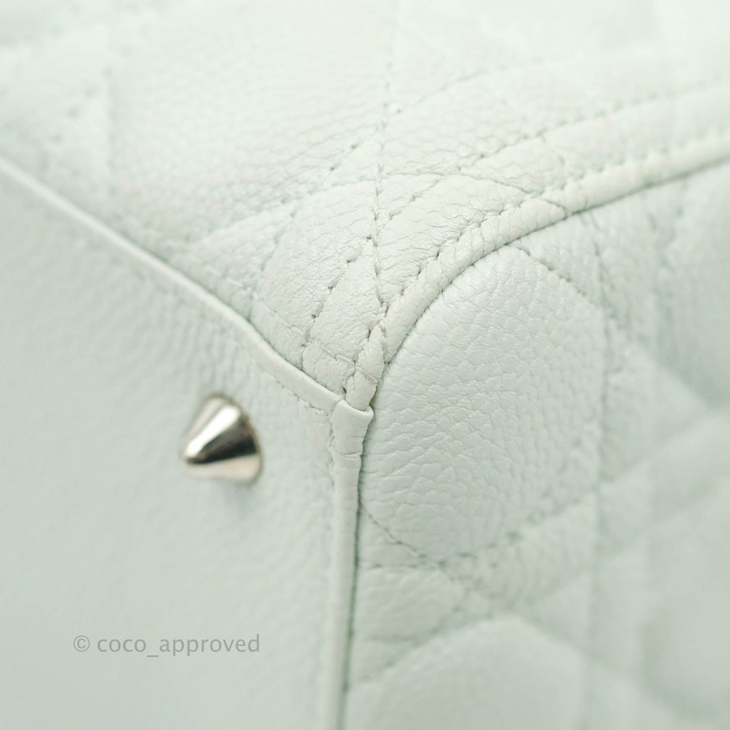 Christian Dior Medium Lady Dior Light Mint Grained Leather Silver Hardware