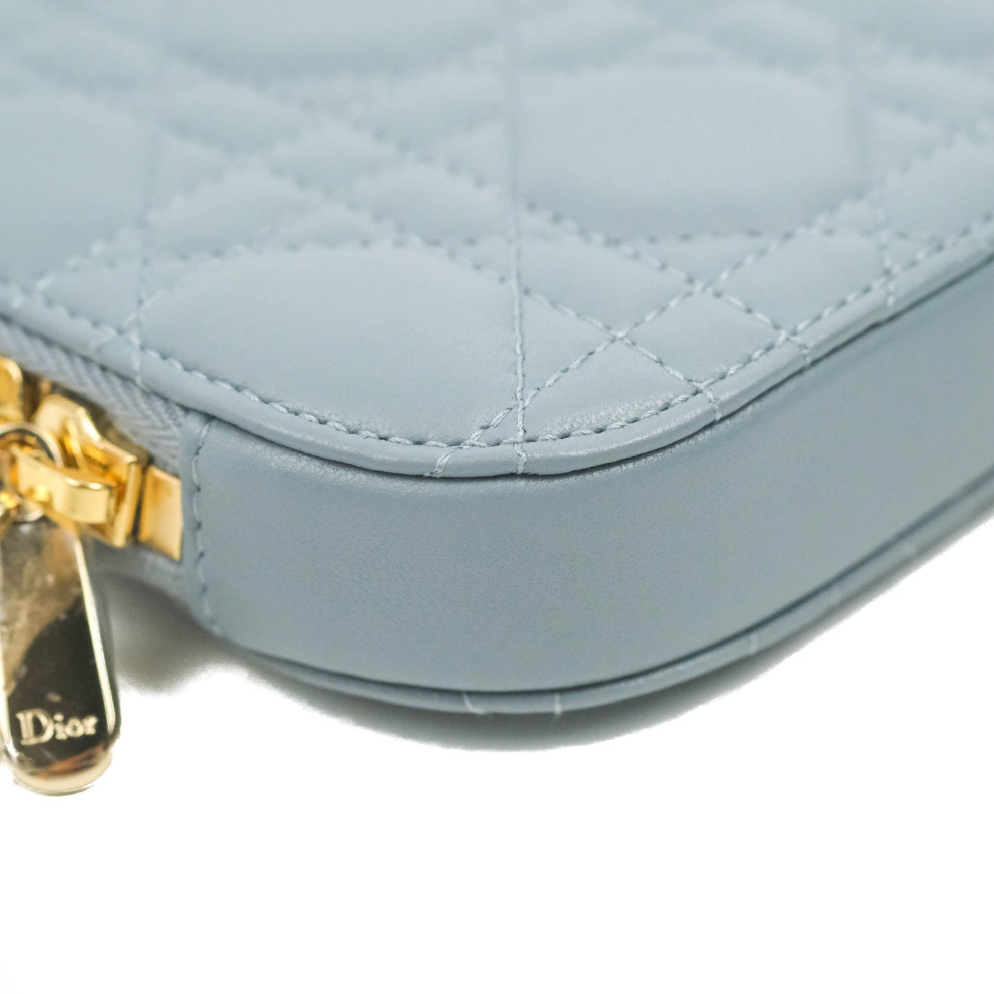 Christian Dior Lady Dior Phone Holder Cloud Blue Cannage Lambskin