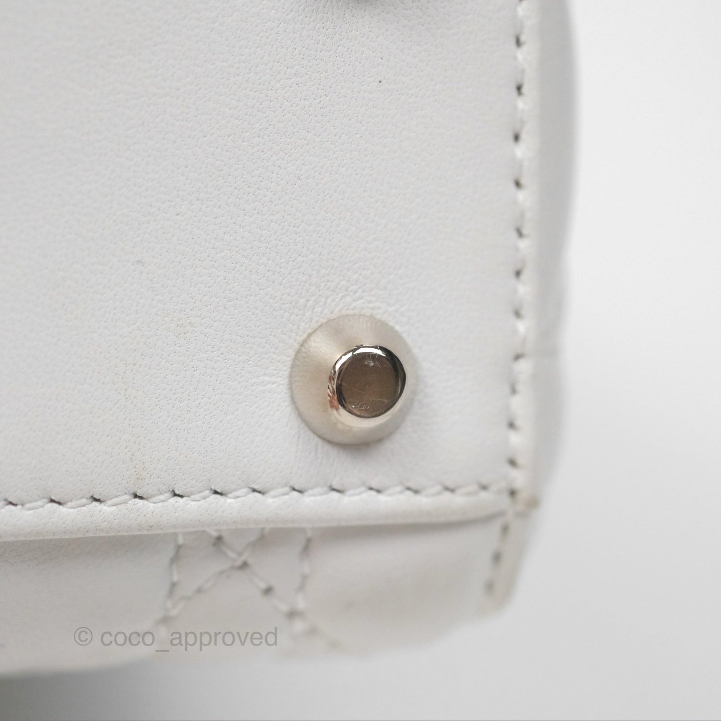 Christian Dior Cannage Mini Lady Dior White Silver Hardware