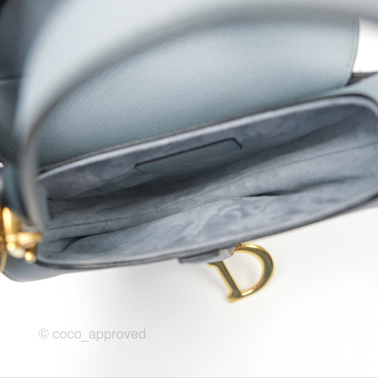 Christian Dior Mini Saddle Bag Cloud Blue Grained Calfskin Gold Hardware