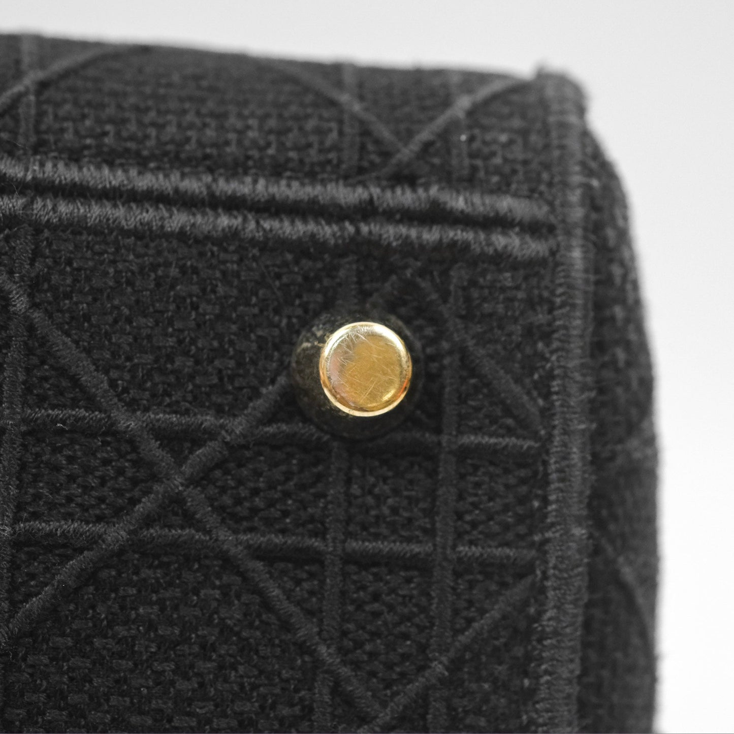 Christian Dior Medium Lady D-Lite Bag Black Cannage Embroidery Gold Hardware
