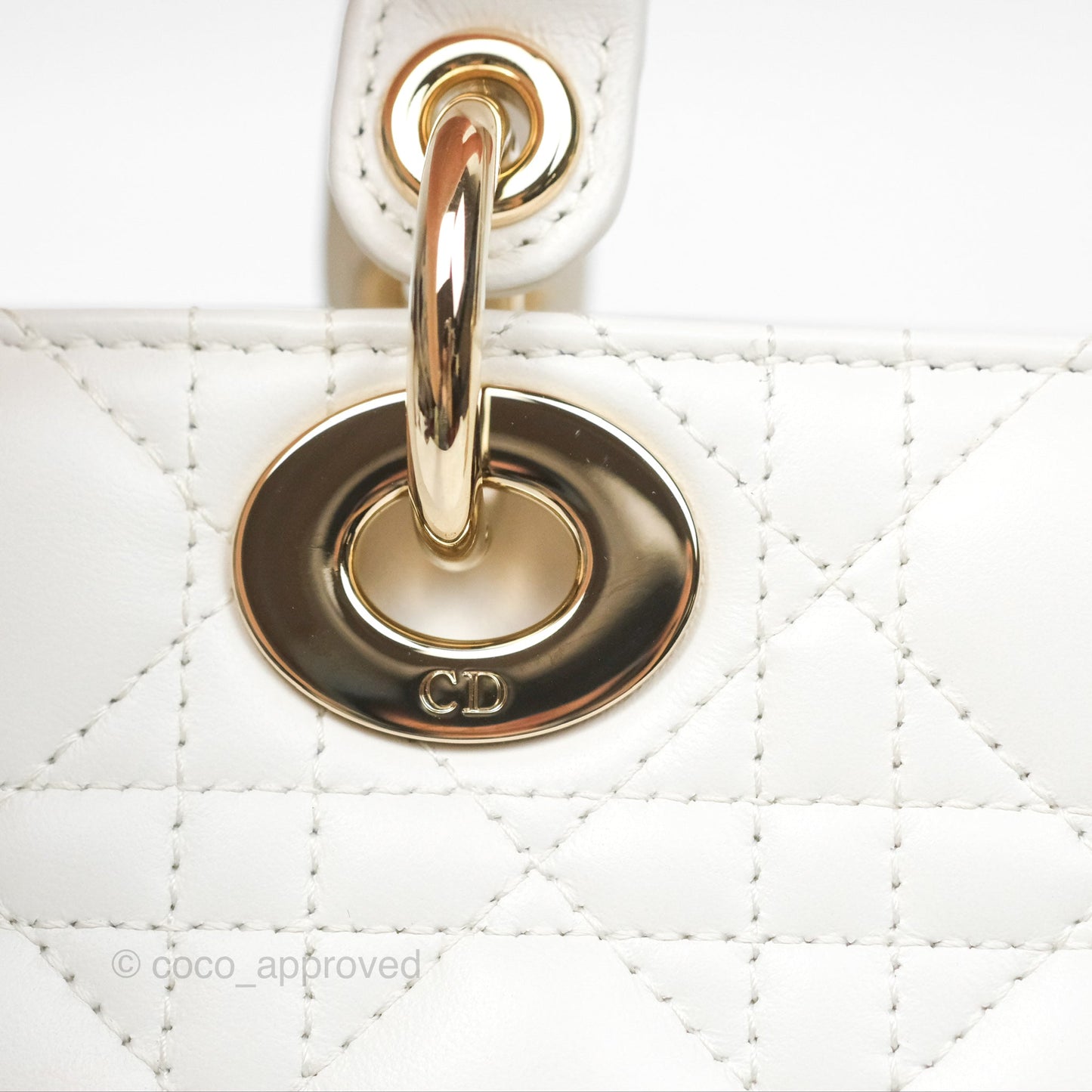 Christian Dior Small Lady D-Joy Bag Latte Lambskin Cannage Gold Hardware