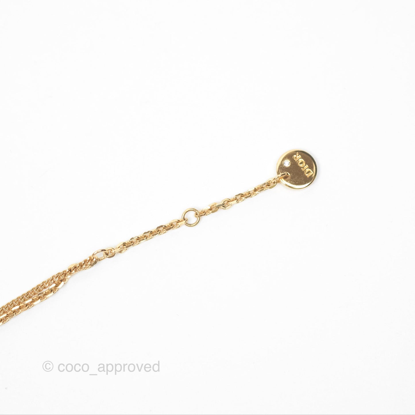 Christian Dior Petit CD Double Necklace Crystals Gold Tone