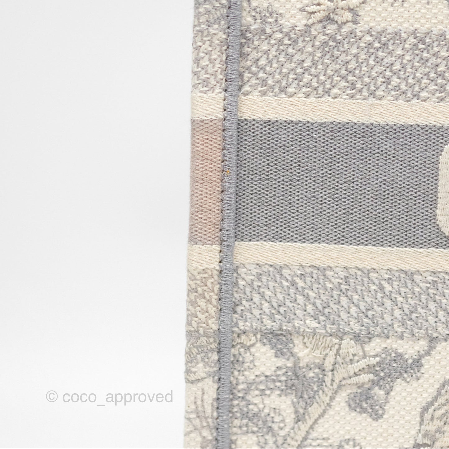 Christian Dior Medium (Old Small) Embroidered Toile De Jouy Light Grey Canvas Book Tote