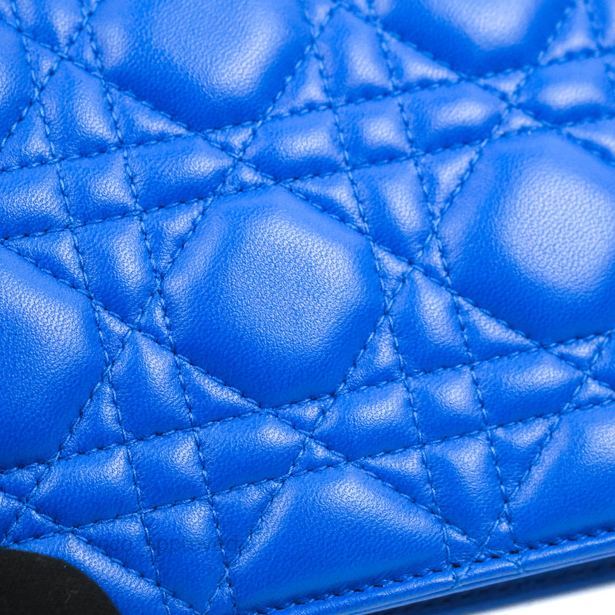 Christian Dior Large Dioraddict Flap Bag Blue Cannage Lambskin Aged Gold Hardware