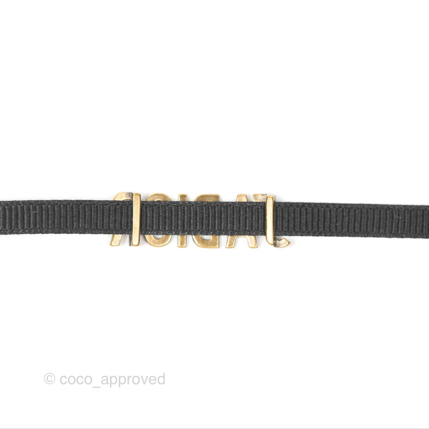 Dior J'adior Ribbon Choker Necklace Black Aged Gold Tone