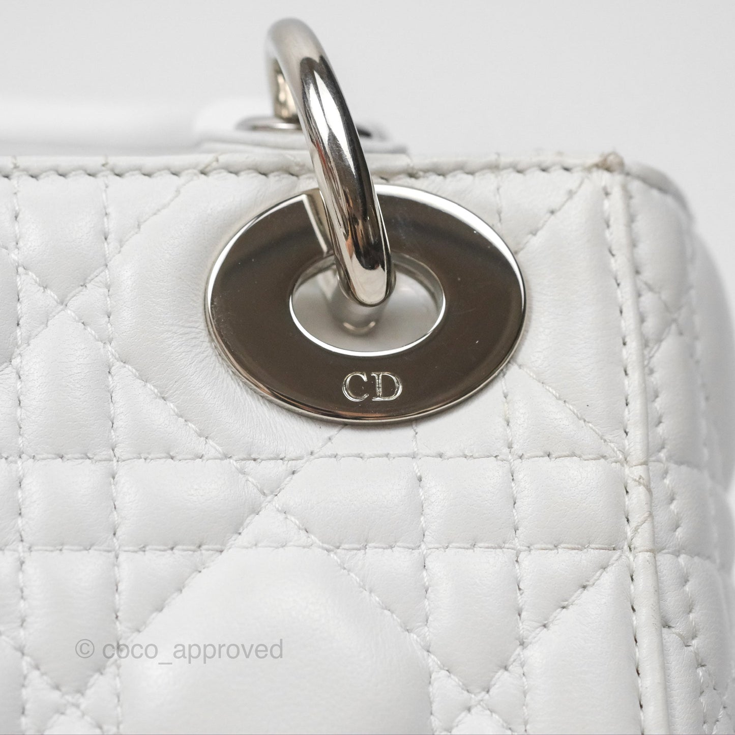 Christian Dior Cannage Mini Lady Dior White Silver Hardware