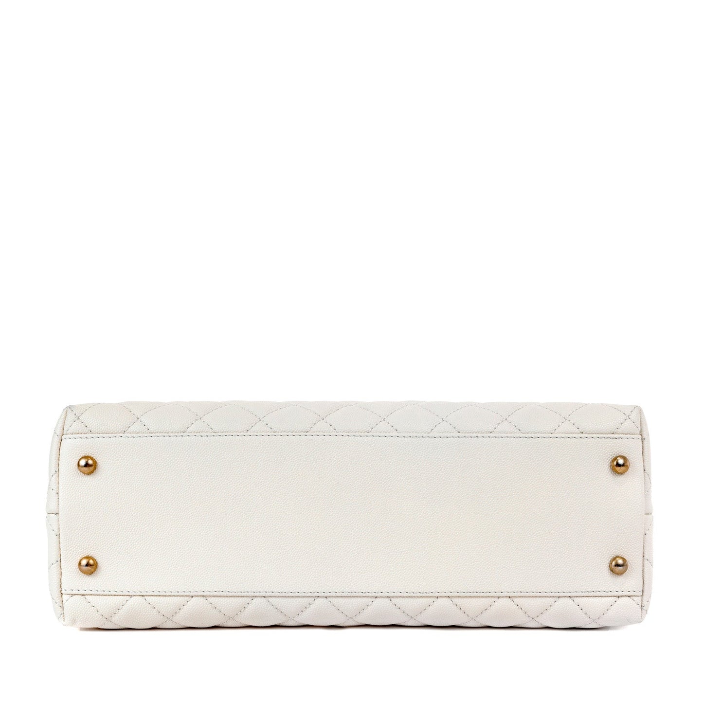 Chanel White Caviar Coco Bag w/ Lizard Skin Handle & Gold Hardware