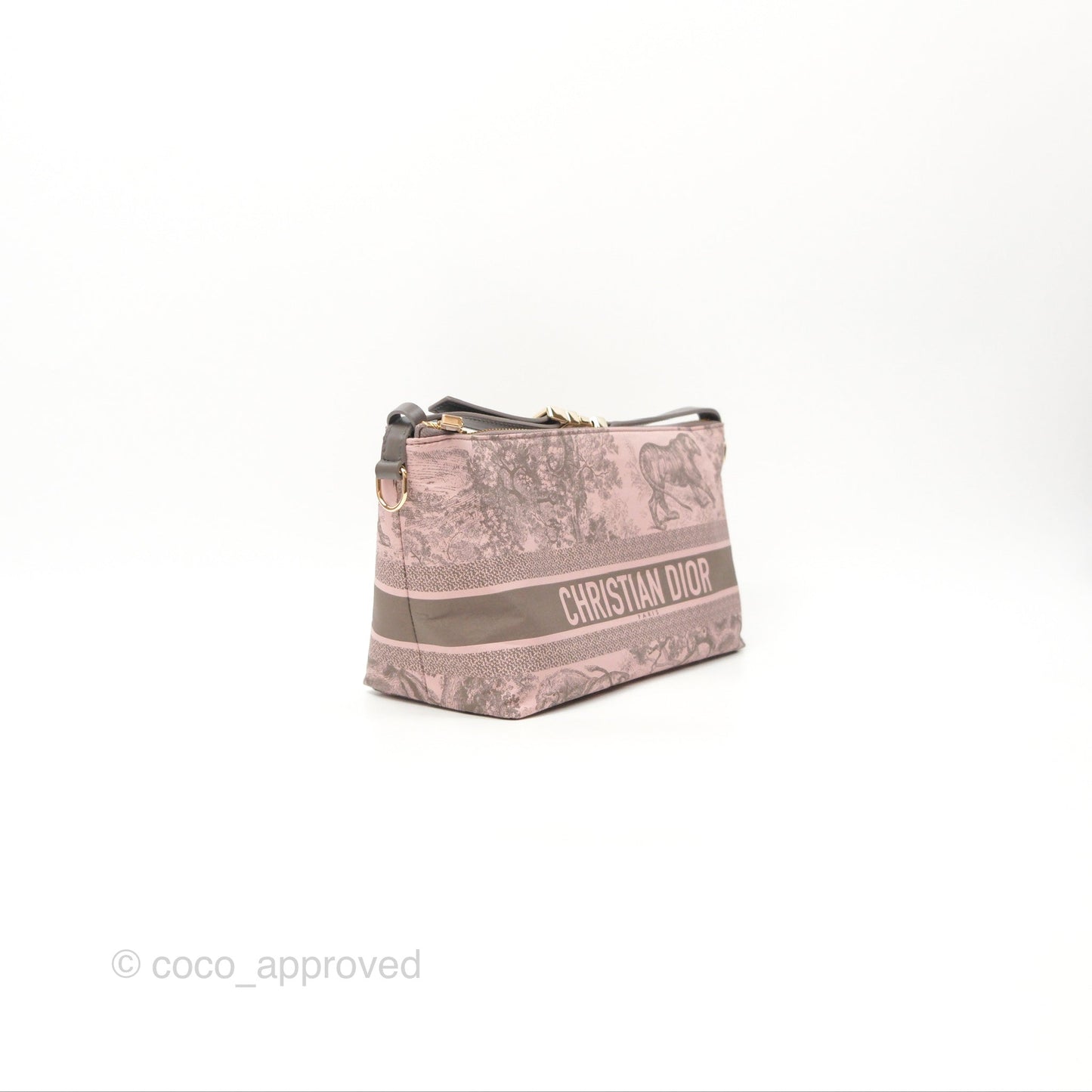 Dior Medium DiorTravel Nomad Pouch Pink Grey Toile de Jouy Reverse Technical Fabric
