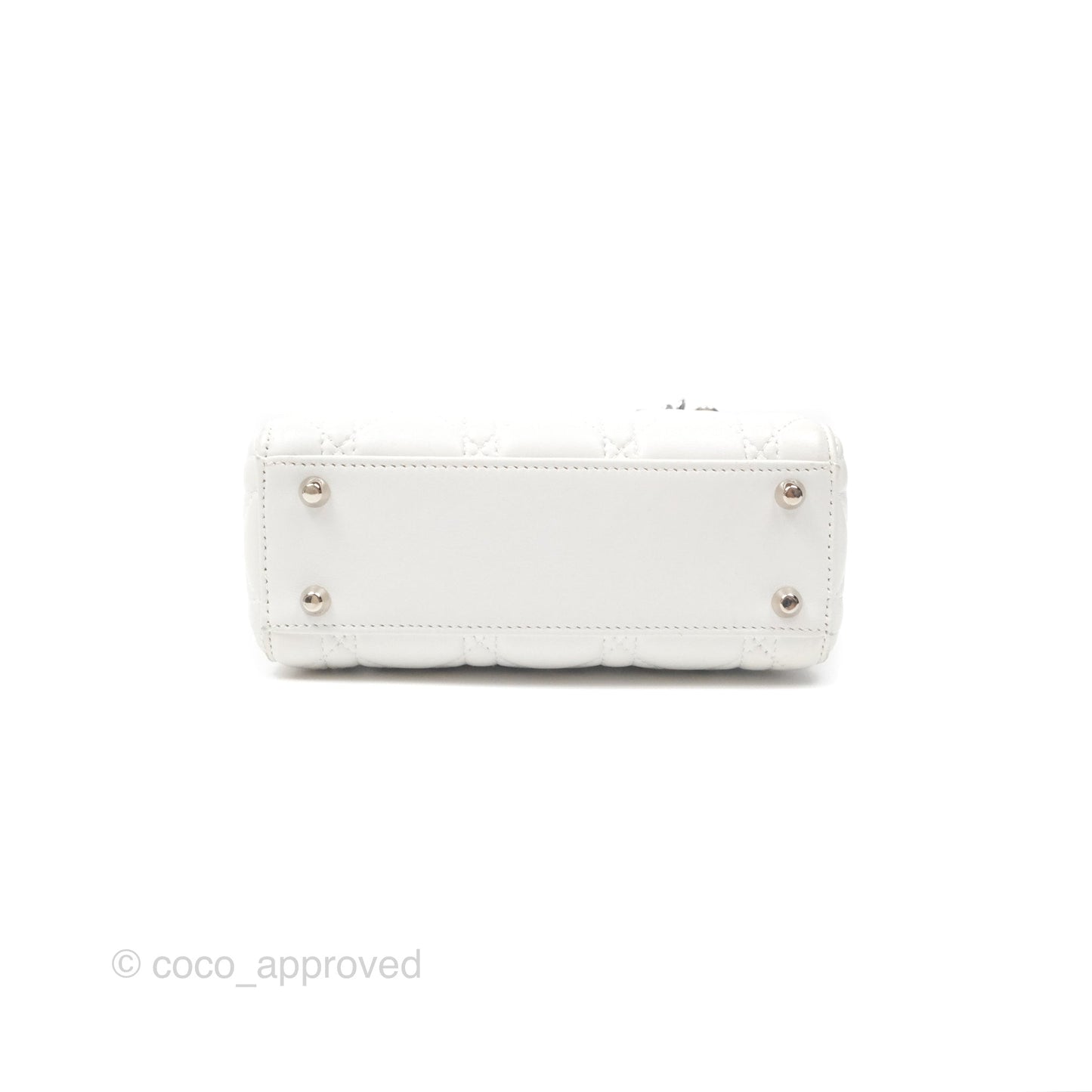 Christian Dior Cannage Mini Lady Dior White Silver Hardware