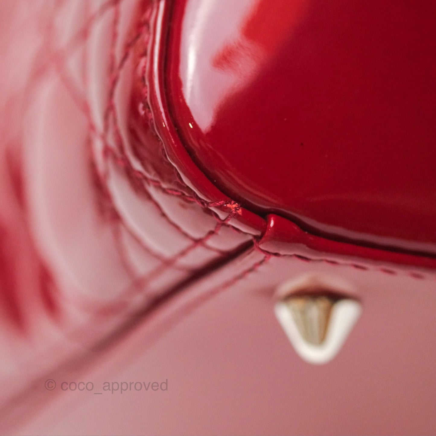 Christian Dior Medium Lady Dior Red Patent Silver Hardware