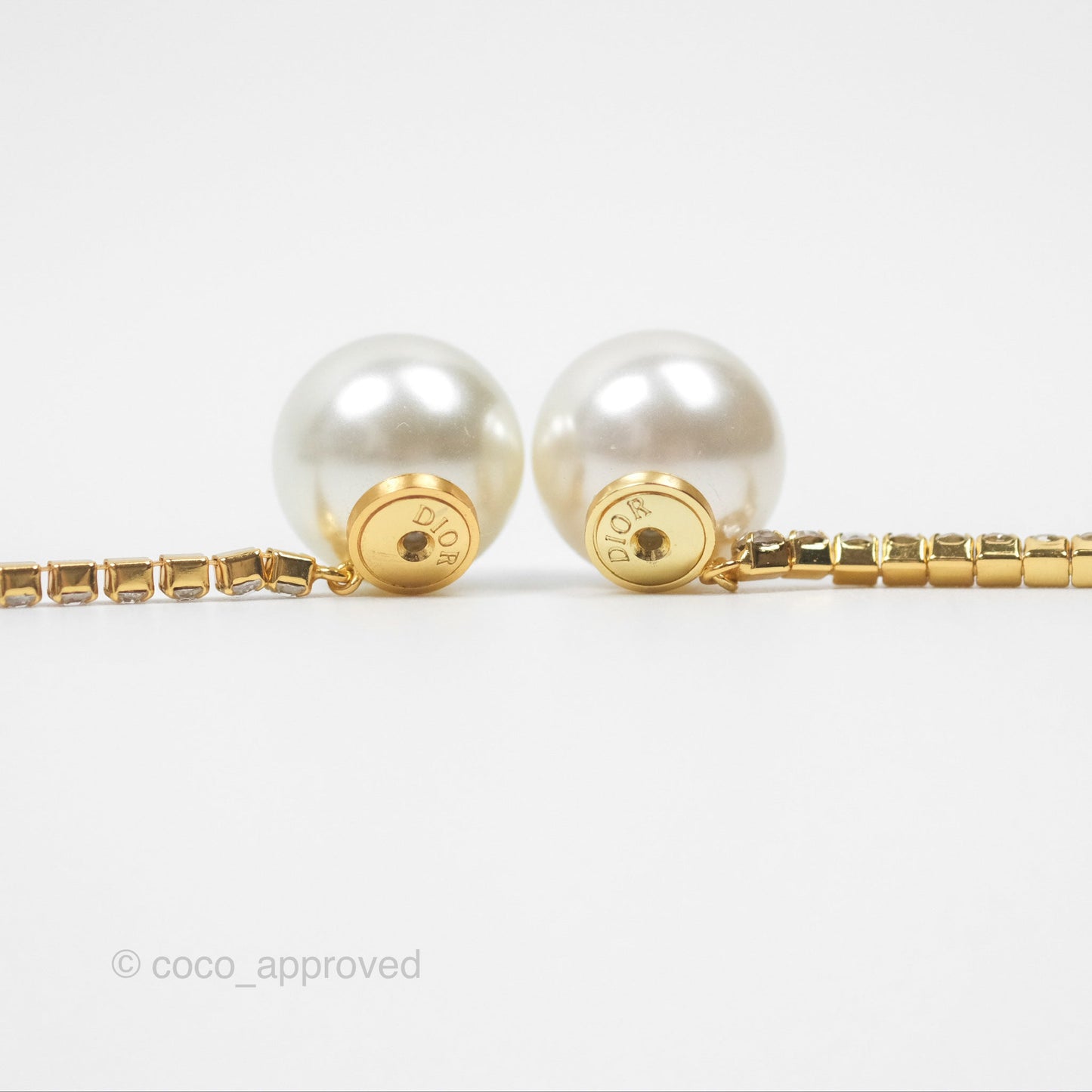 Christian Dior Pearl Crystal Star Tribales Earrings Gold Tone
