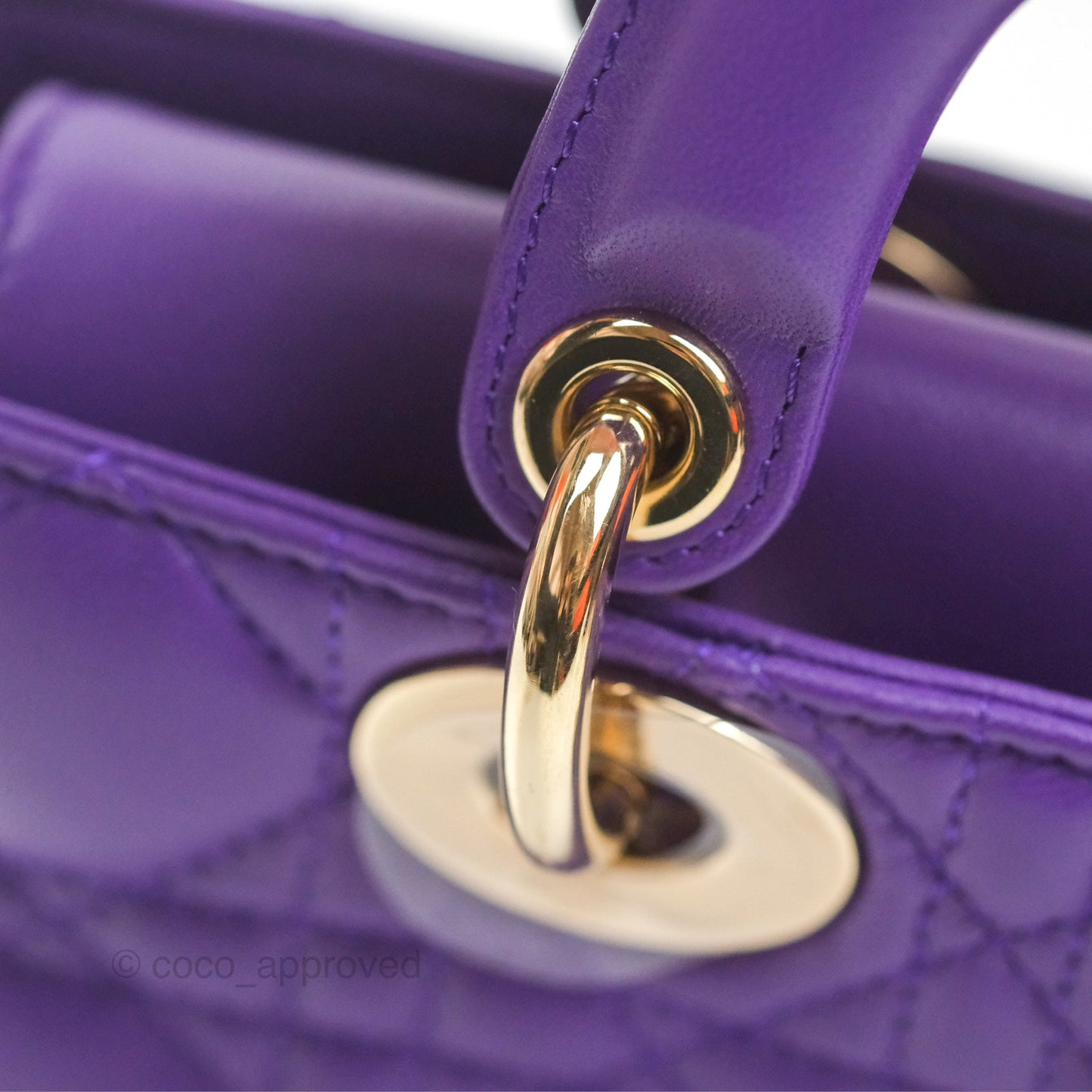 Dior Small Lady D-Joy Bag Purple Lambskin Cannage Gold Hardware