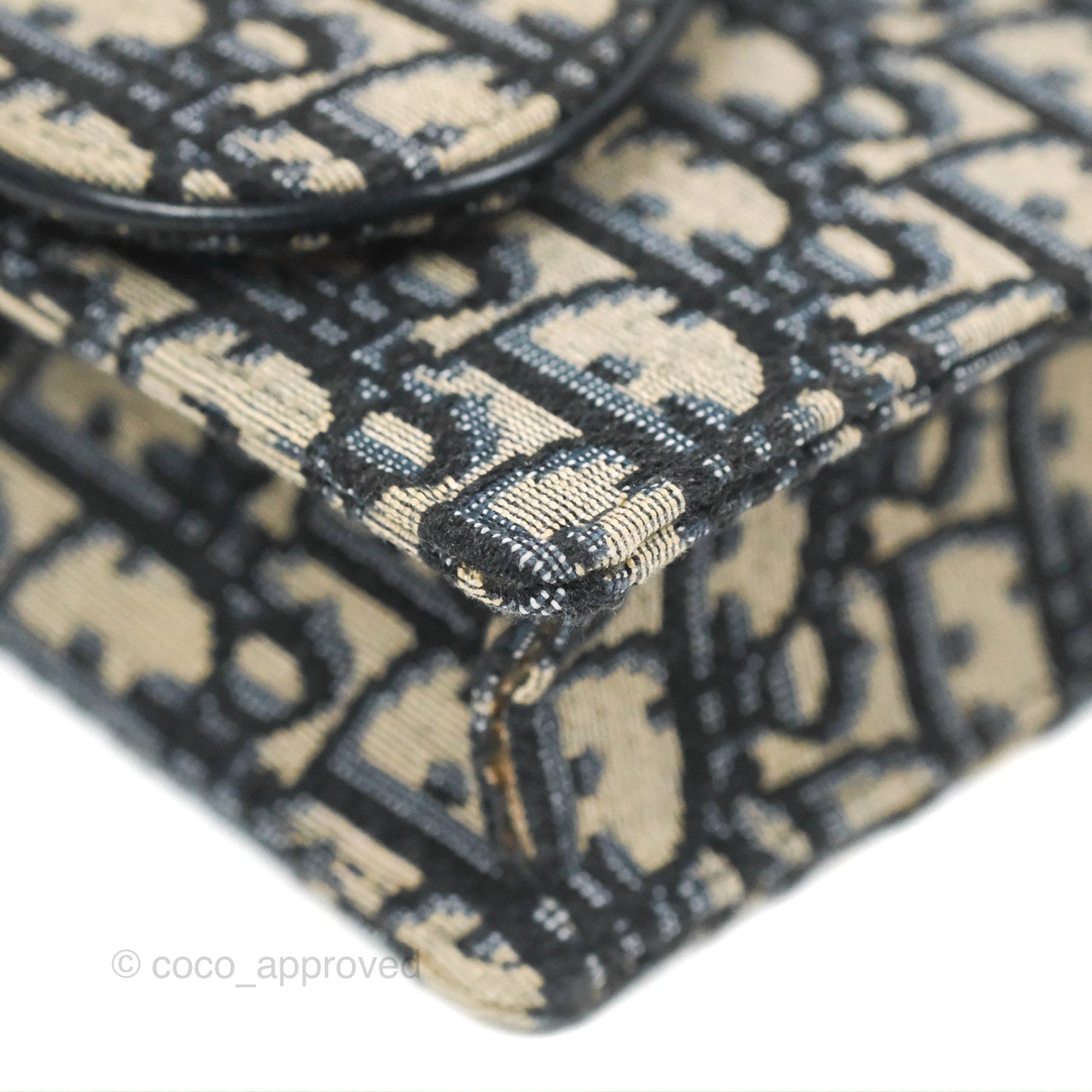 Christian Dior Saddle Chain Pouch Navy Oblique Jacquard