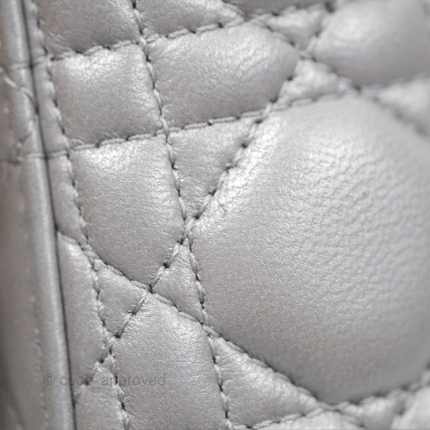 Christian Dior Lambskin Cannage Mini Lady Dior Iridescent Grey Gold Hardware