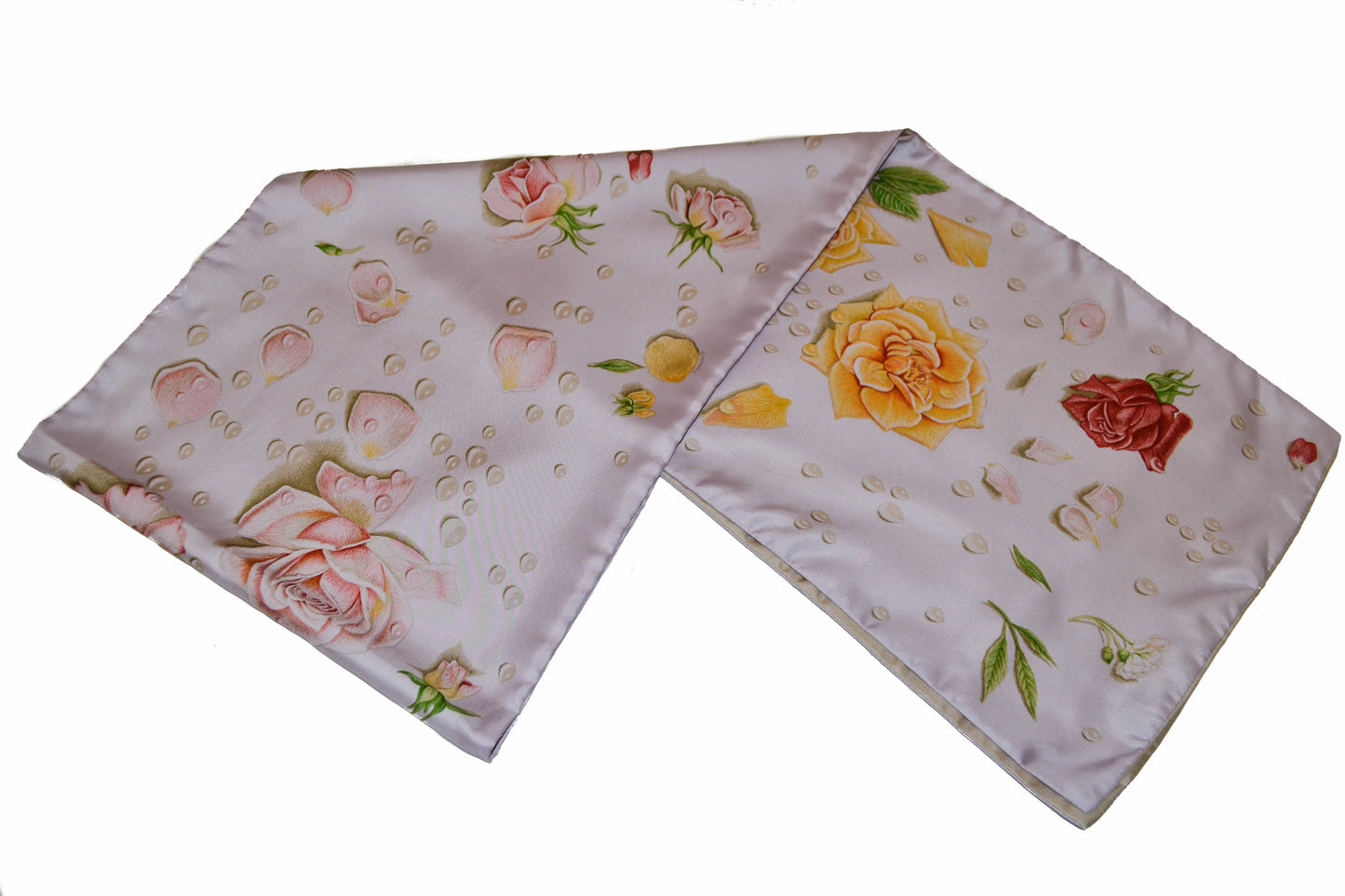 Hermes Purple Roses Flower 100% Silk Long Scarf