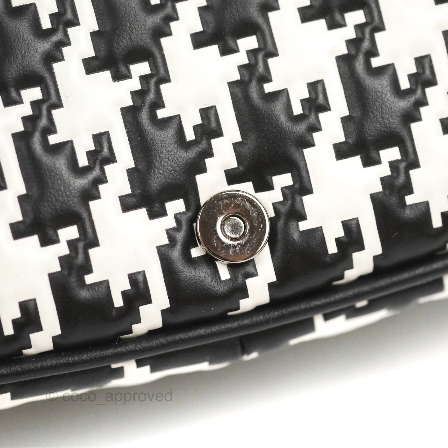 Christian Dior Bobby East-West Bag Black And White Houndstooth Embossed Calfskin